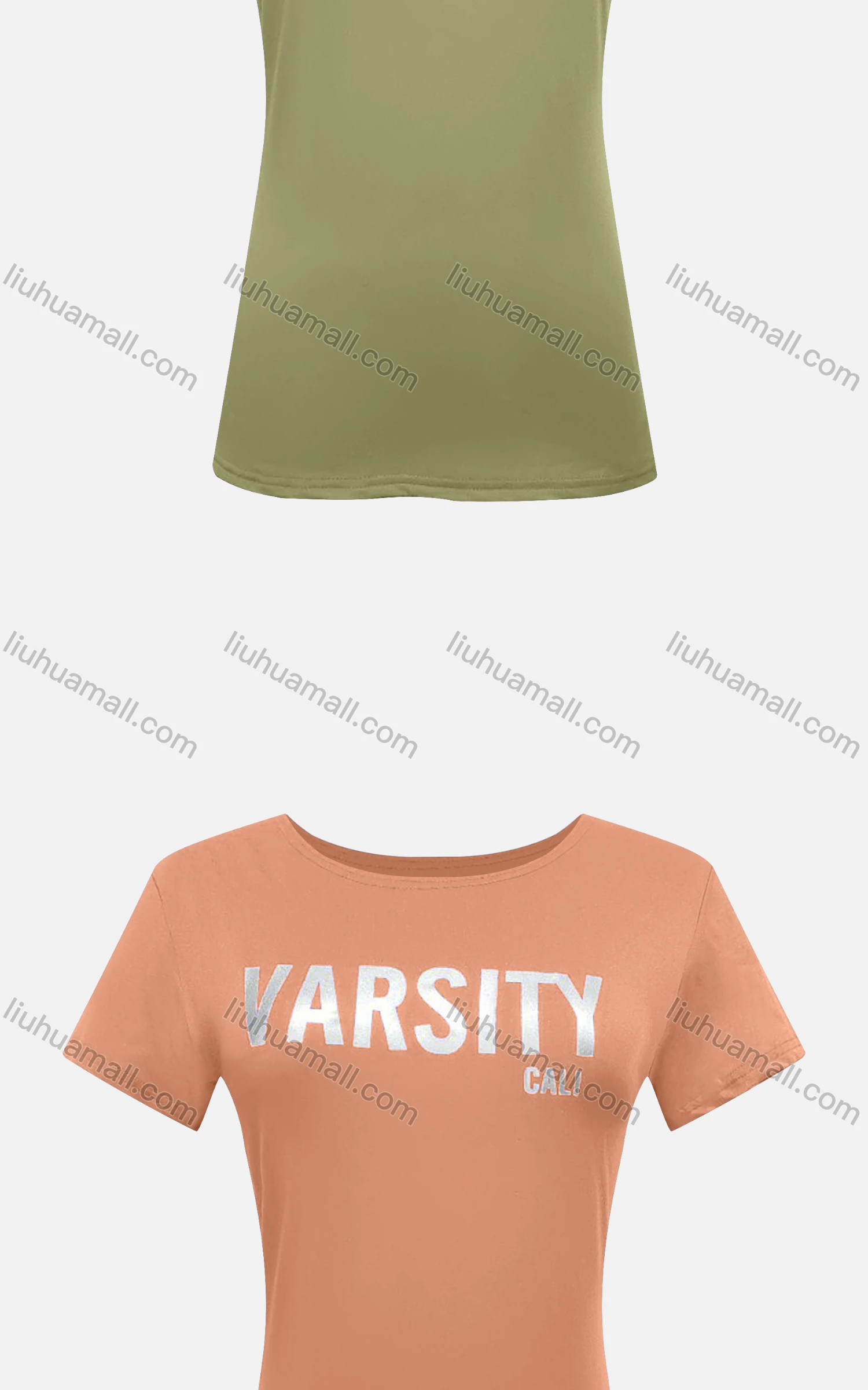 Wholesale Women's Casual Slim Fit Crew Neck Short Sleeve Silver Pressed Letter Print Tee - Liuhuamall