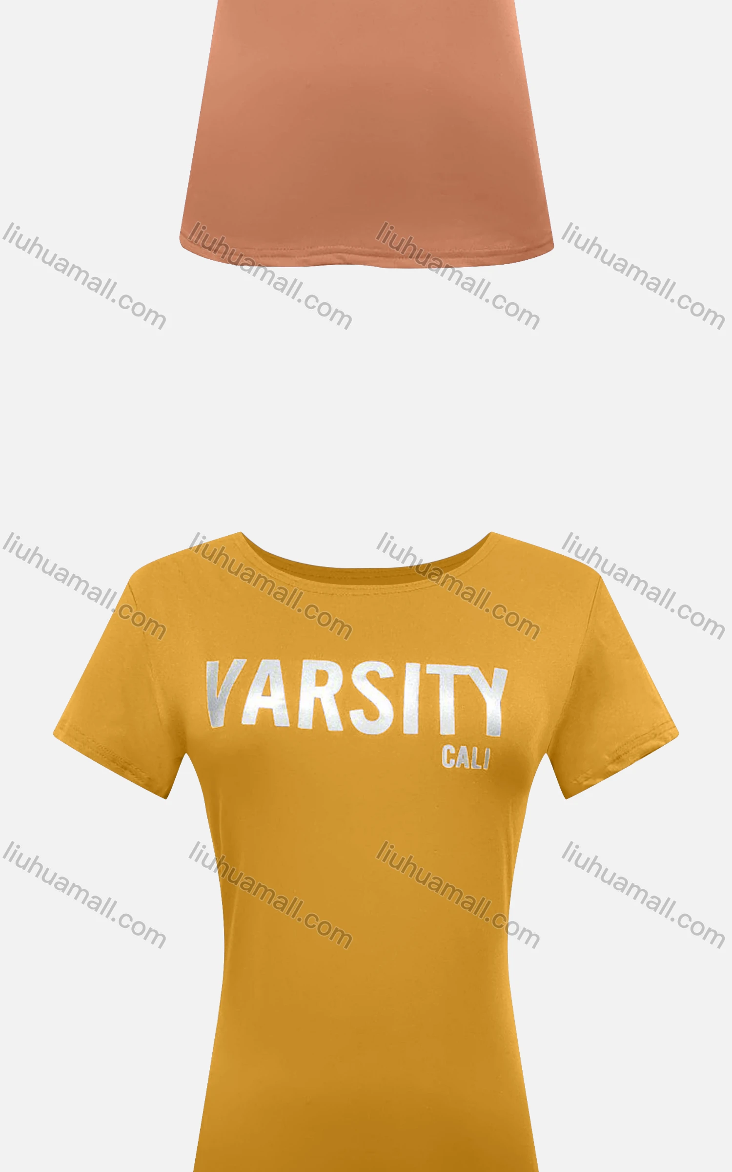 Wholesale Women's Casual Slim Fit Crew Neck Short Sleeve Silver Pressed Letter Print Tee - Liuhuamall