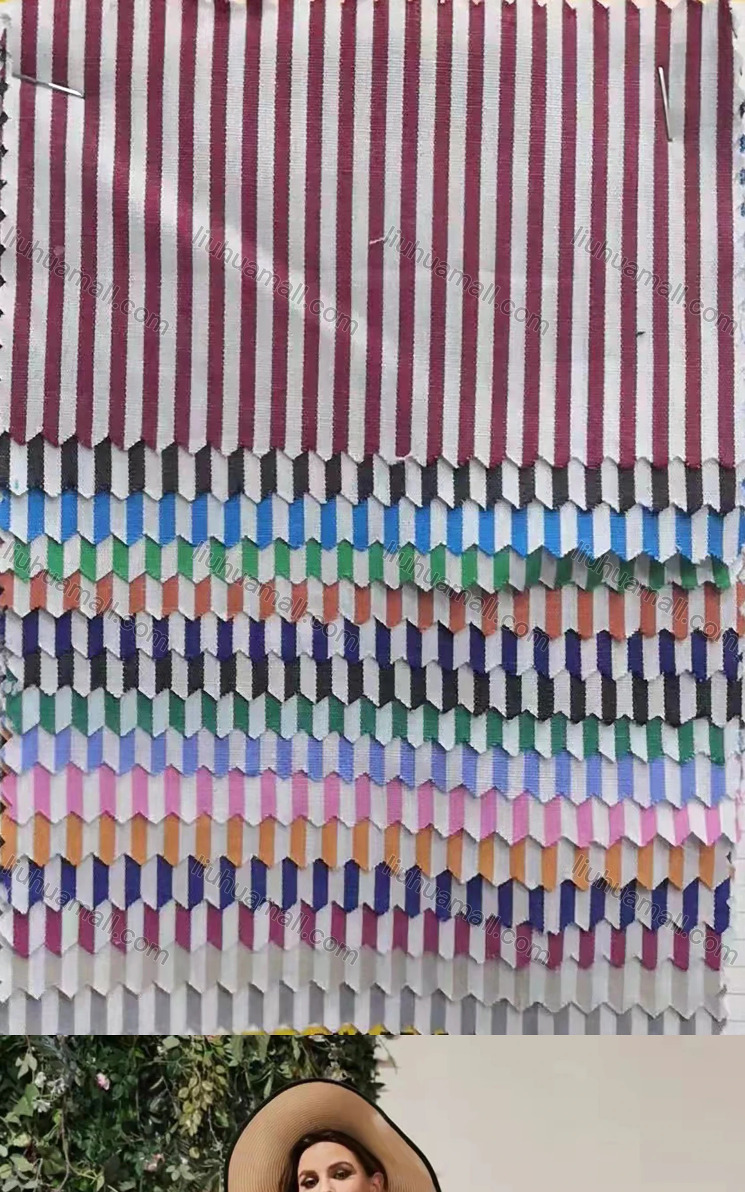 Wholesale Women's V Neck Short Sleeve Striped Floral Side Slit Maxi Dress A1309-3476# - Liuhuamall