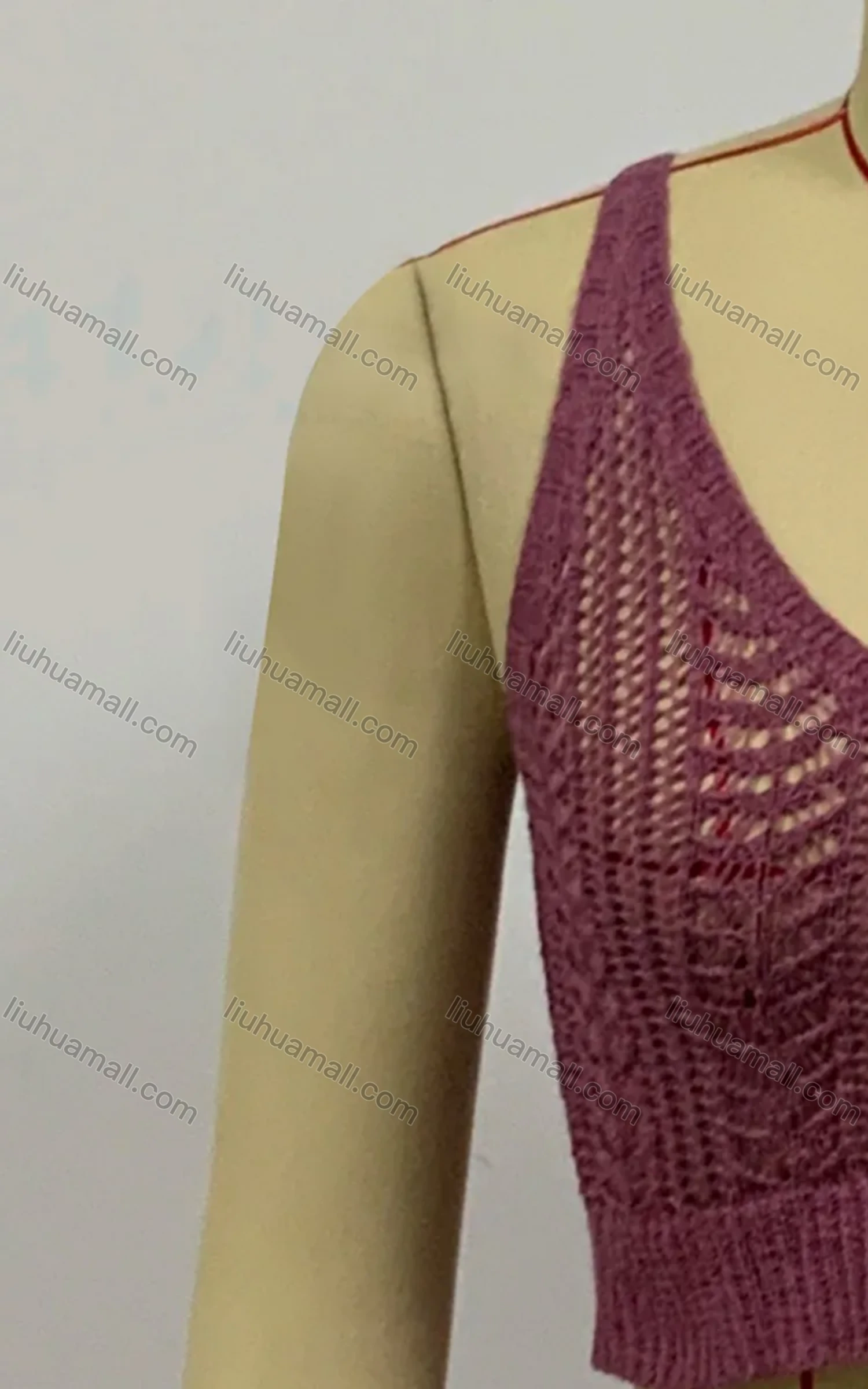 Wholesale Women's 2 Piece Scoop Neck Knitted Hollow Out Lace Up Solid Cover Up Tank Top With Skirt - Liuhuamall