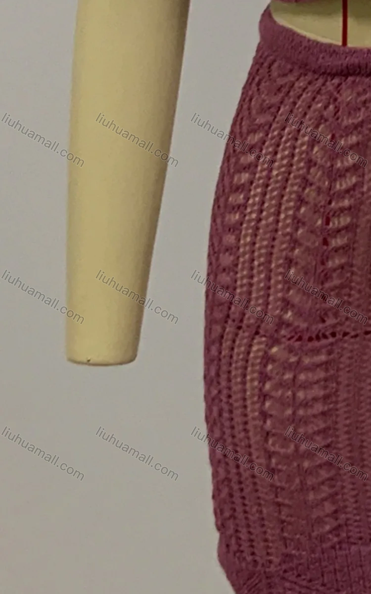 Wholesale Women's 2 Piece Scoop Neck Knitted Hollow Out Lace Up Solid Cover Up Tank Top With Skirt - Liuhuamall