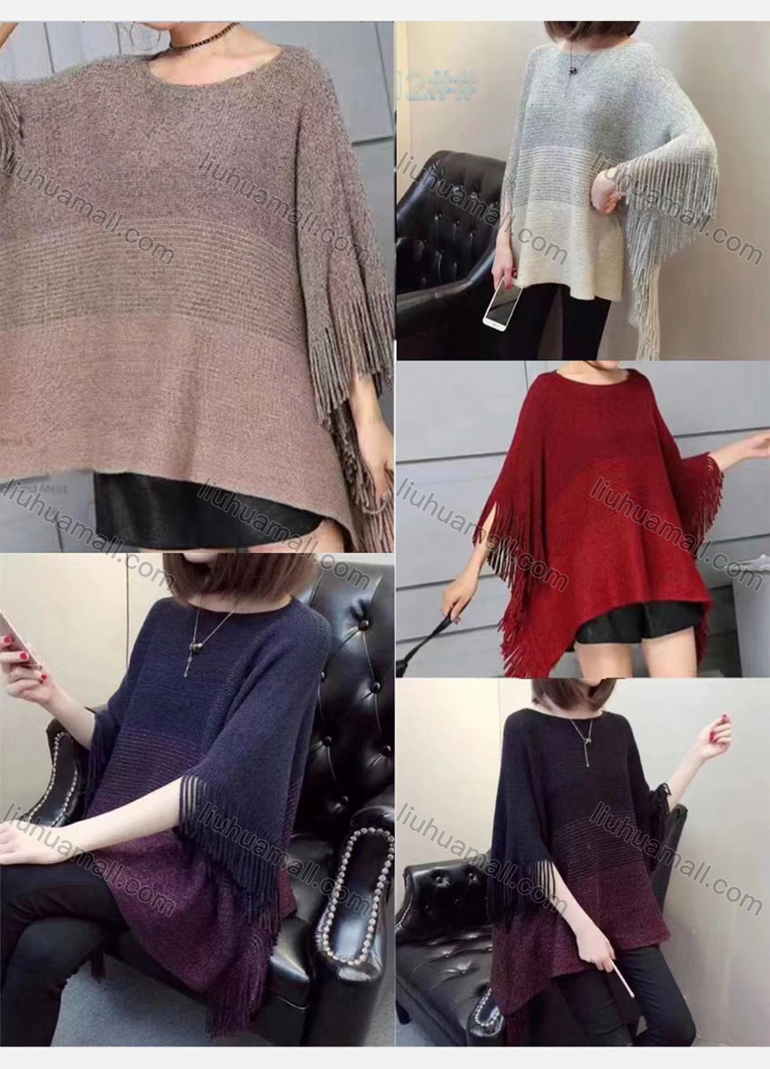 Wholesale Women's Casual Gradient Tassel Trim Pullover Knit Blouse - Liuhuamall