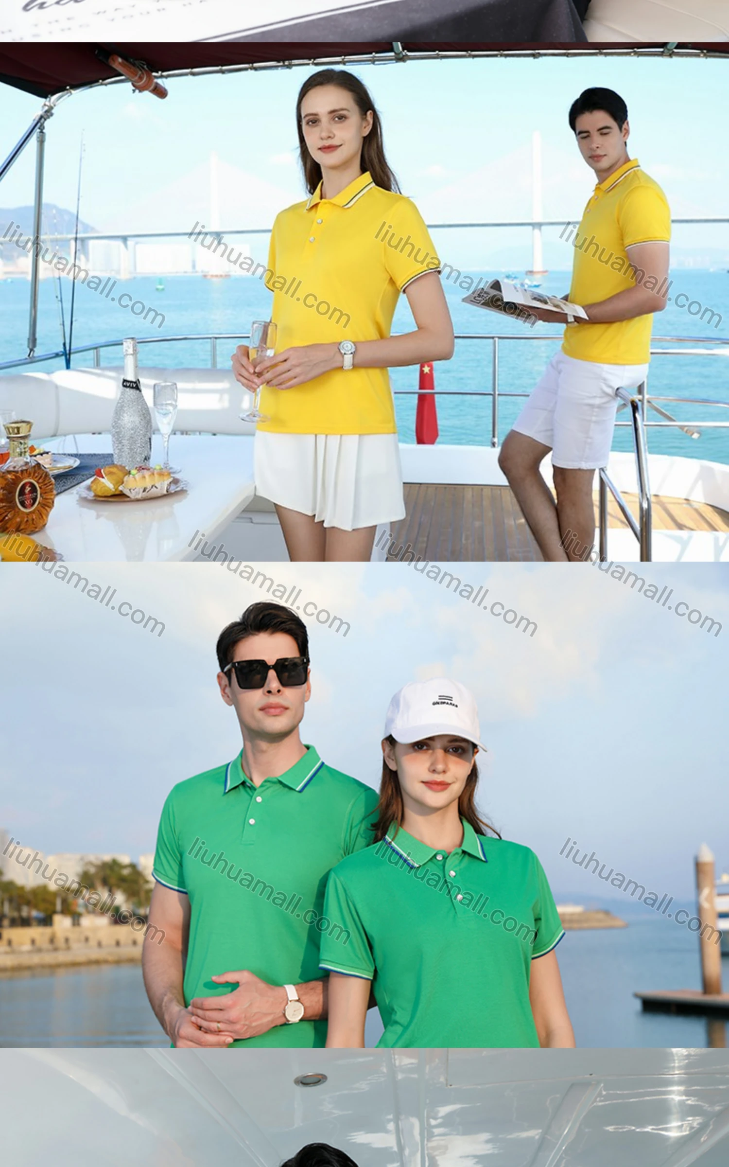 Wholesale Unisex 180g Basics Stripe Trim Plain Short Sleeve Polo Shirt Q11LS# - Liuhuamall