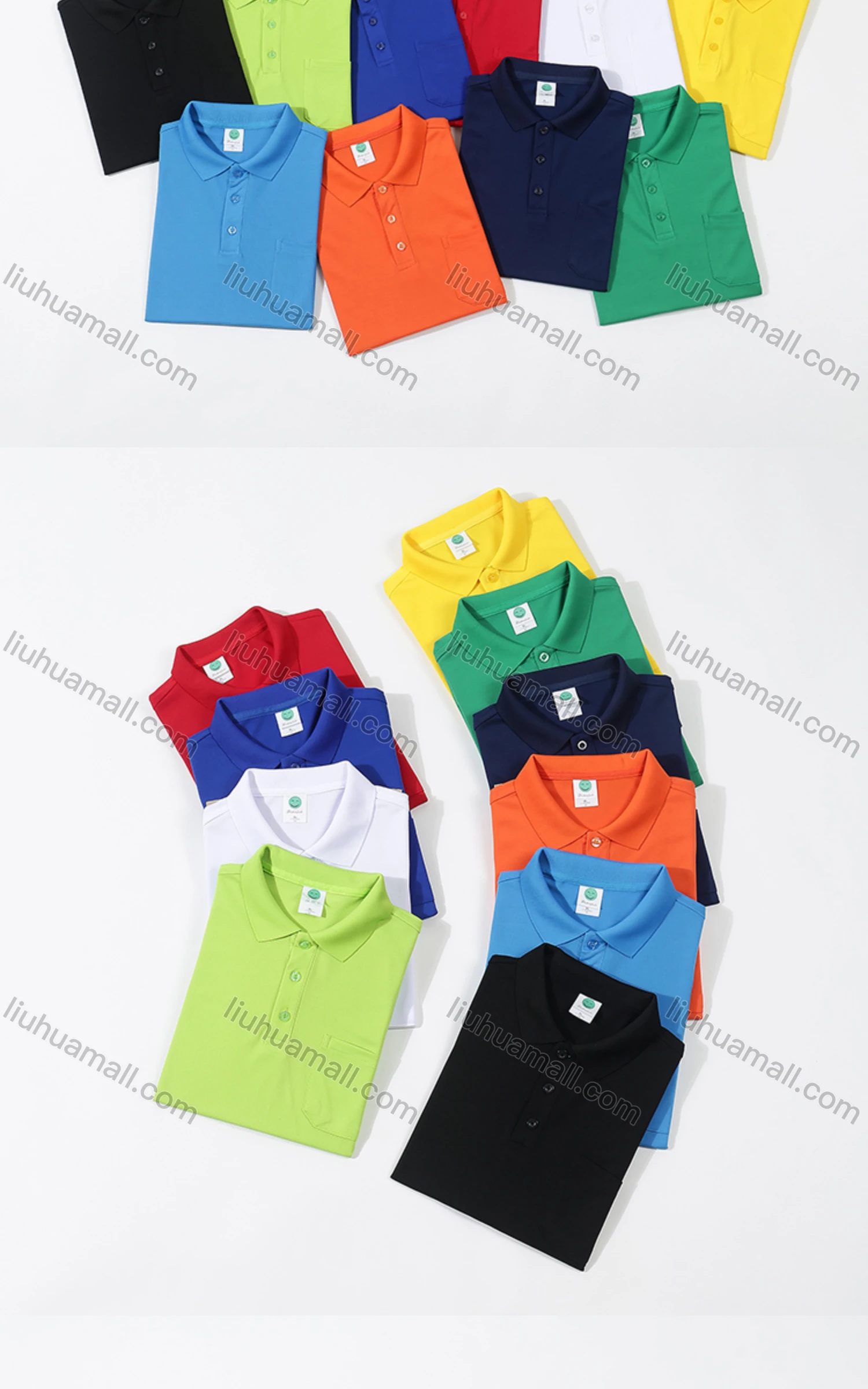 Wholesale Men's 220g Basics Casual Plain Patch Pocket Short Sleeve Polo Shirt Q3LS# - Liuhuamall