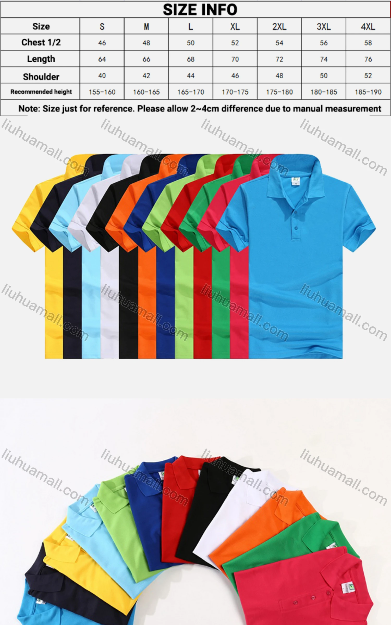 Wholesale Men's 240g Basics Casual Plain Short Sleeve Polo Shirt 1752LS# - Liuhuamall