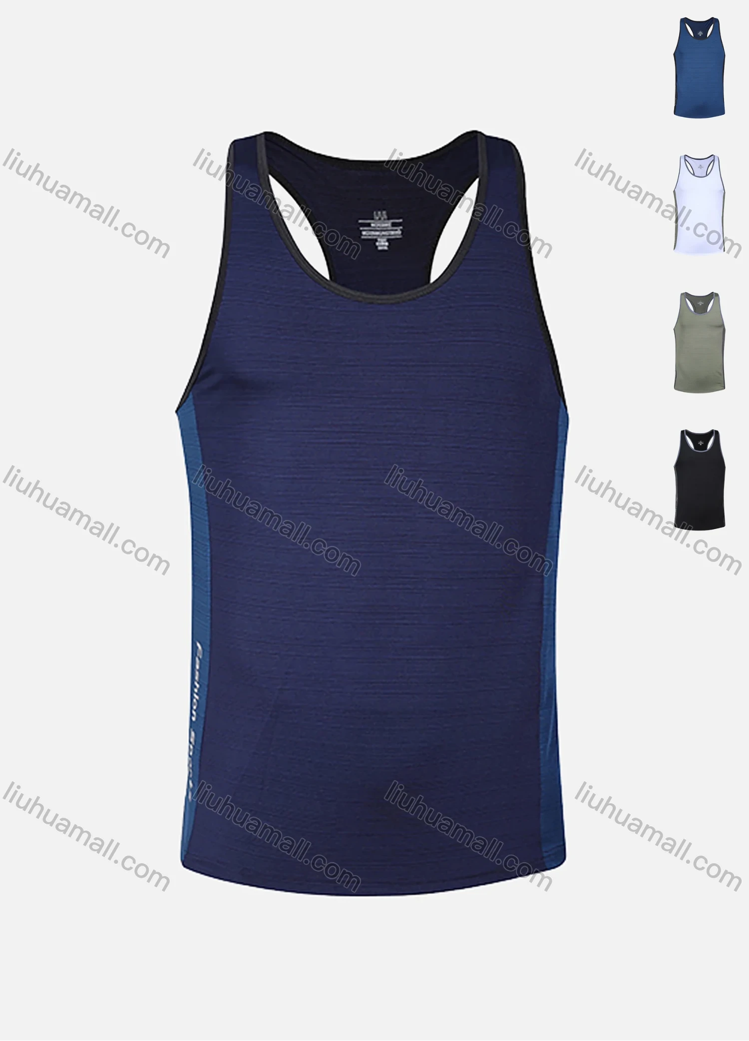 Wholesale Men's 180g Quick Dry Comfy Workout Racerback Contrast Neck Trim Athletic Colorblock Letters Tank Top 2332# - Liuhuamall