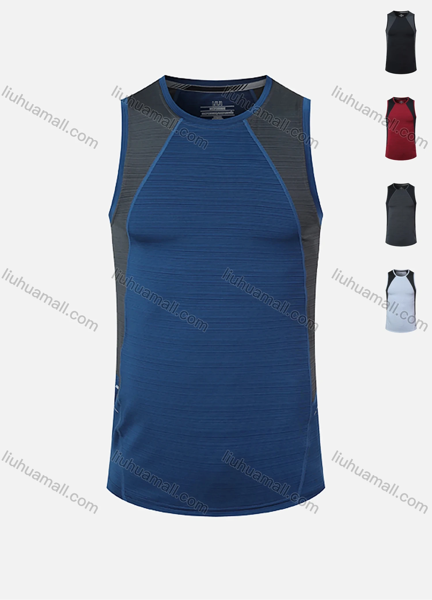 Wholesale Men's 180g Quick Dry Comfy Workout Sleeveless Athletic Colorblock Tank Top 3303# - Liuhuamall