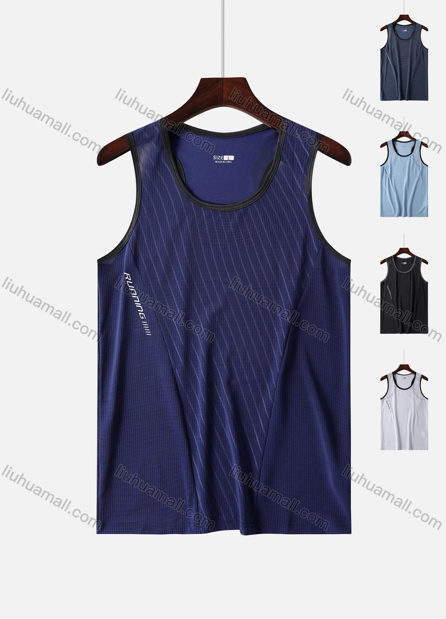 Wholesale Men's Quick Dry Comfy Workout Racerback Jacquard Letters Athletic Tank Top 2351# - Liuhuamall
