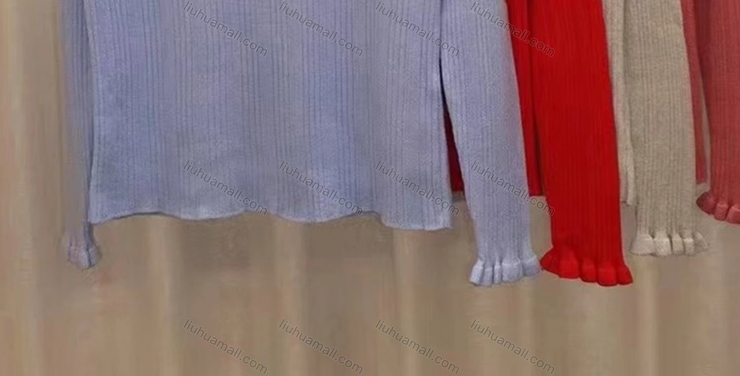 Wholesale Women's Casual Long Sleeve Mock Neck Lettuce Trim Plain Knit Tops - Liuhuamall