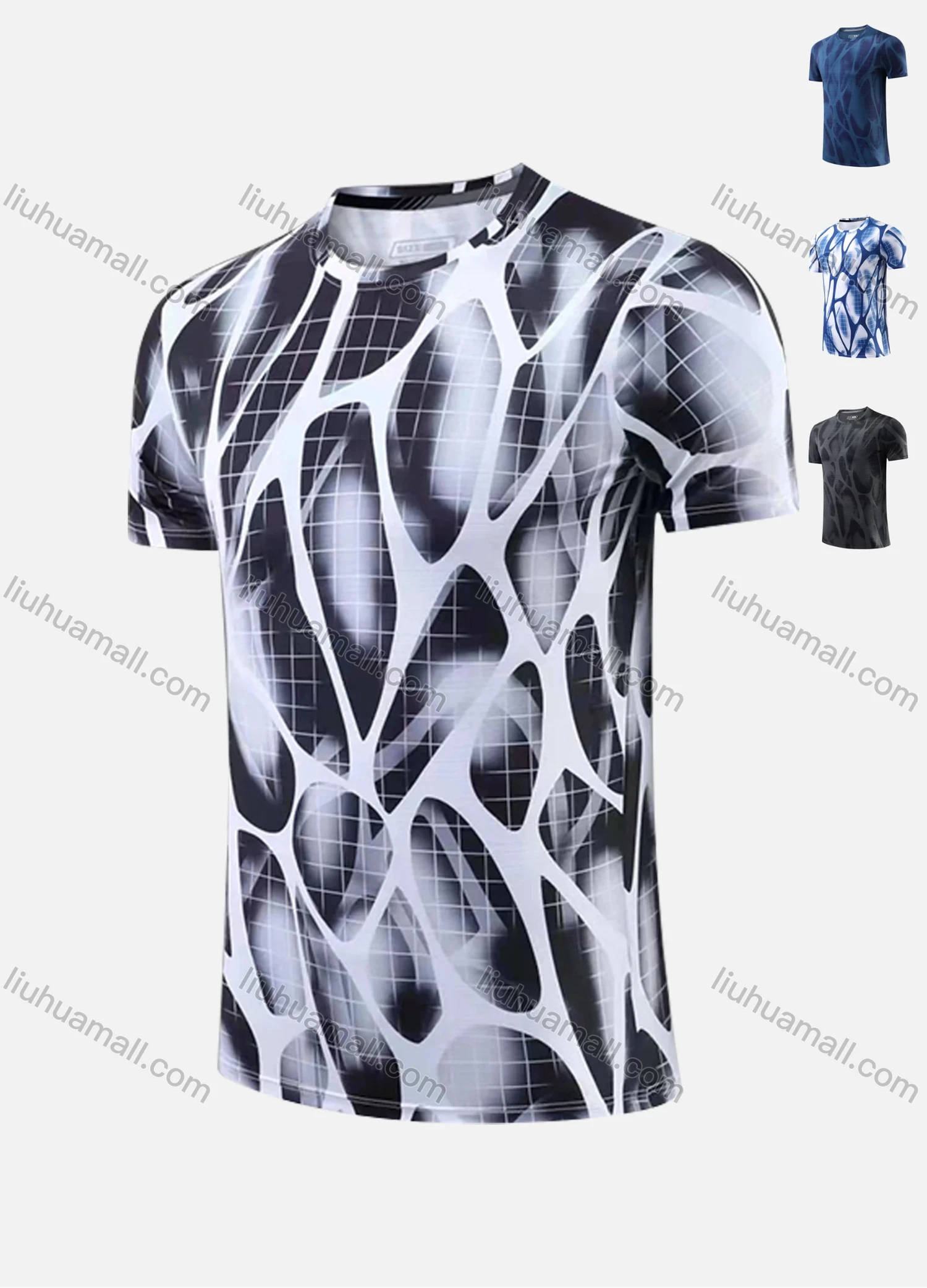 Wholesale Men's Quick Dry Comfy Workout Allover Print Athletic T-Shirt 2695# - Liuhuamall