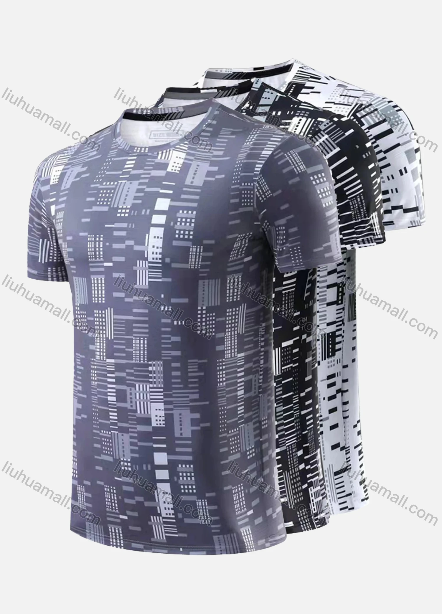 Wholesale Men's Quick Dry Comfy Workout Allover Print Athletic T-Shirt 2697# - Liuhuamall