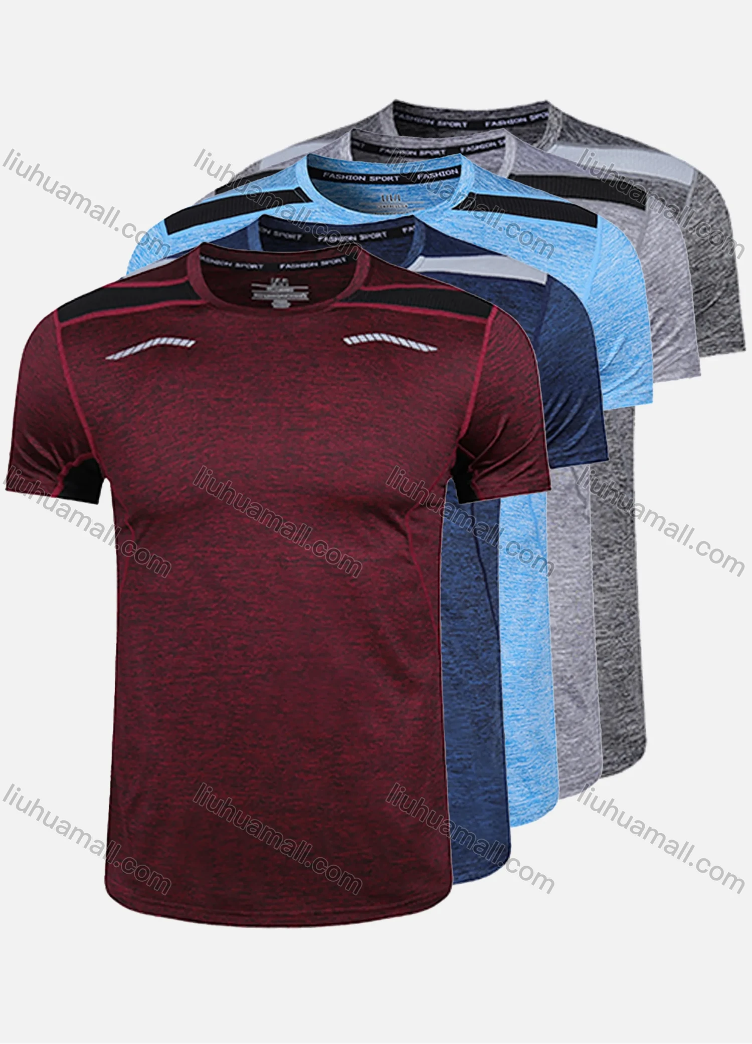 Wholesale Men's Quick Dry Comfy Workout Colorblock Space Dye Athletic T-Shirt 5321# - Liuhuamall