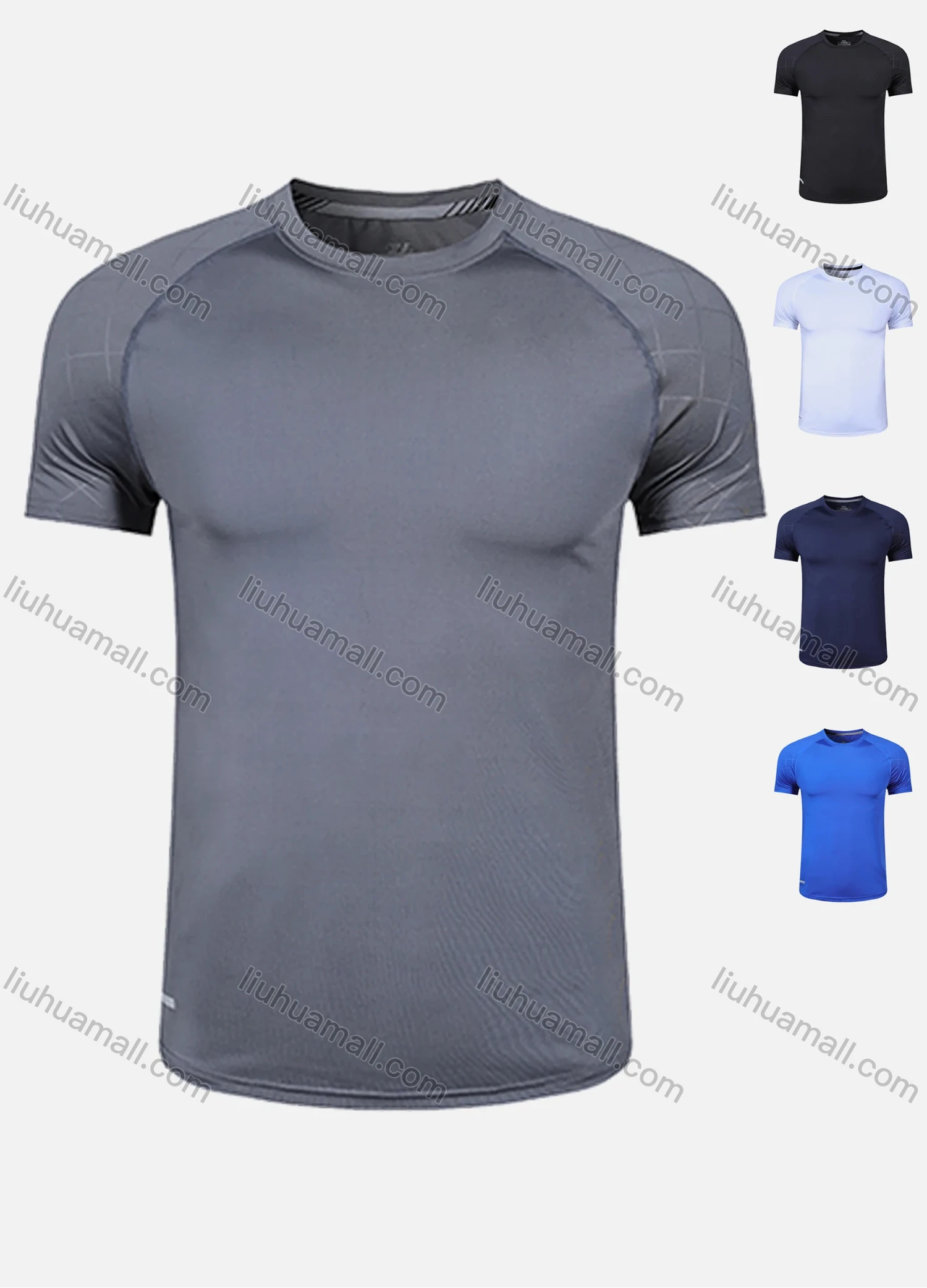 Wholesale Men's Quick Dry Comfy Workout Contrast Splicing Athletic T-Shirt 6005# - Liuhuamall