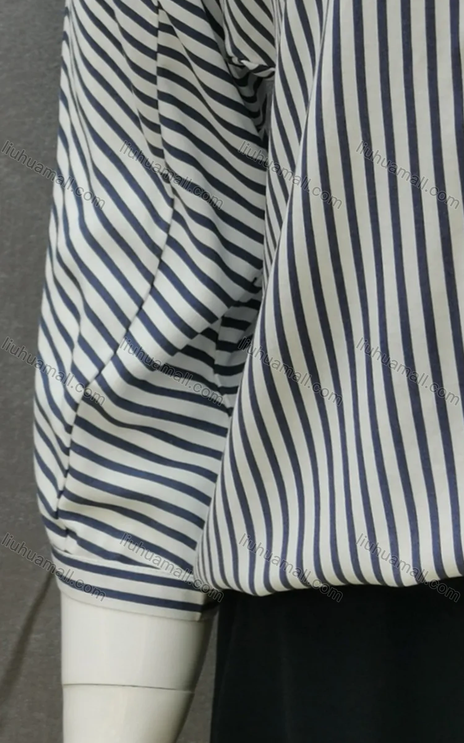 Wholesale Women's Notched Neck Long Sleeve Striped Buttons Pocket Blouse - Liuhuamall