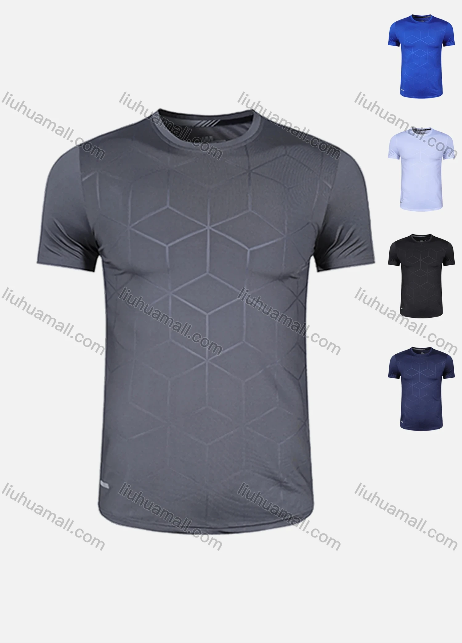 Wholesale Men's Quick Dry Comfy Workout Jacquard Solid Athletic T-Shirt 6006# - Liuhuamall