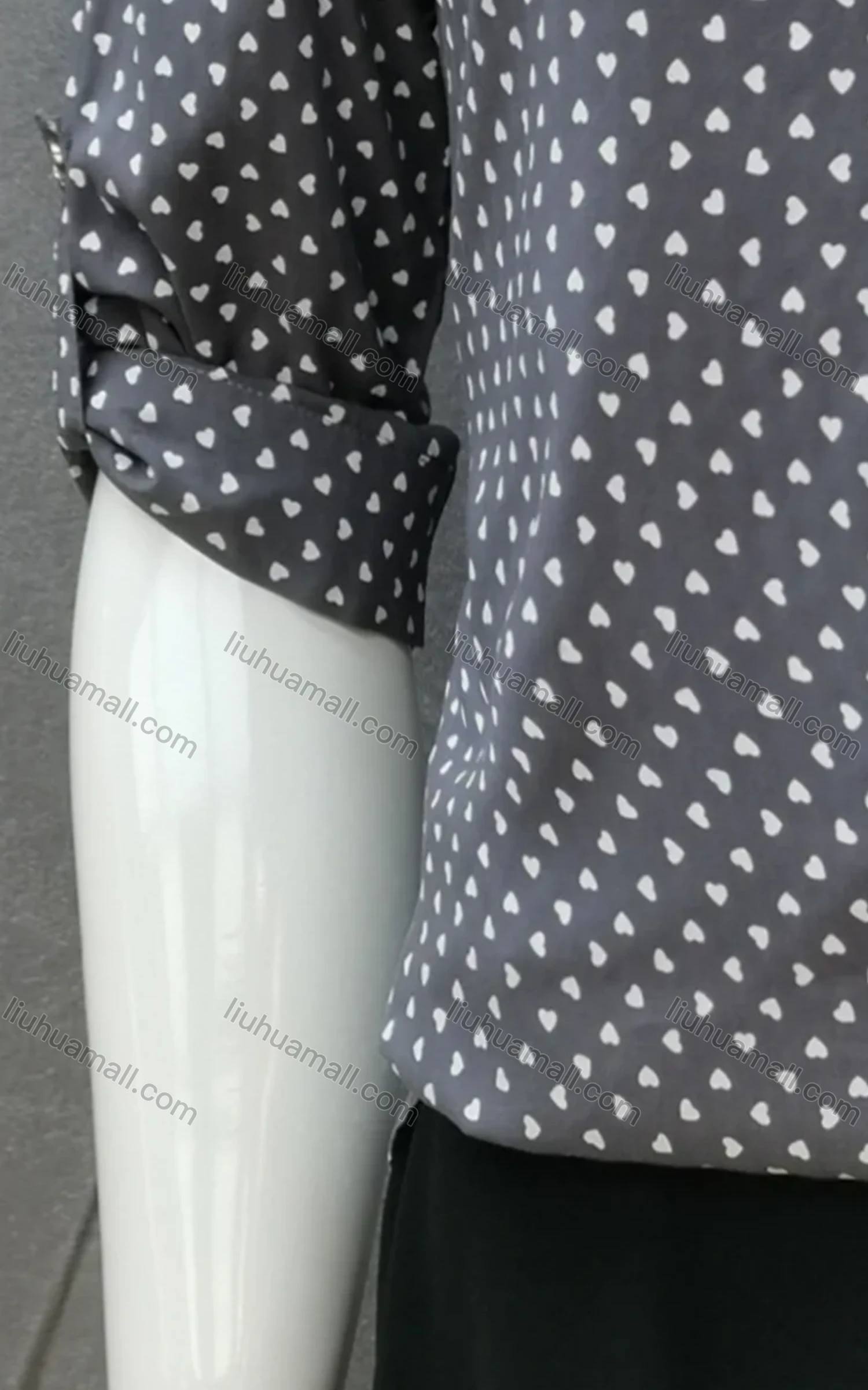 Wholesale Women's Notched Neck Buckle Strap Cuff Allover Print Buttons Blouse - Liuhuamall