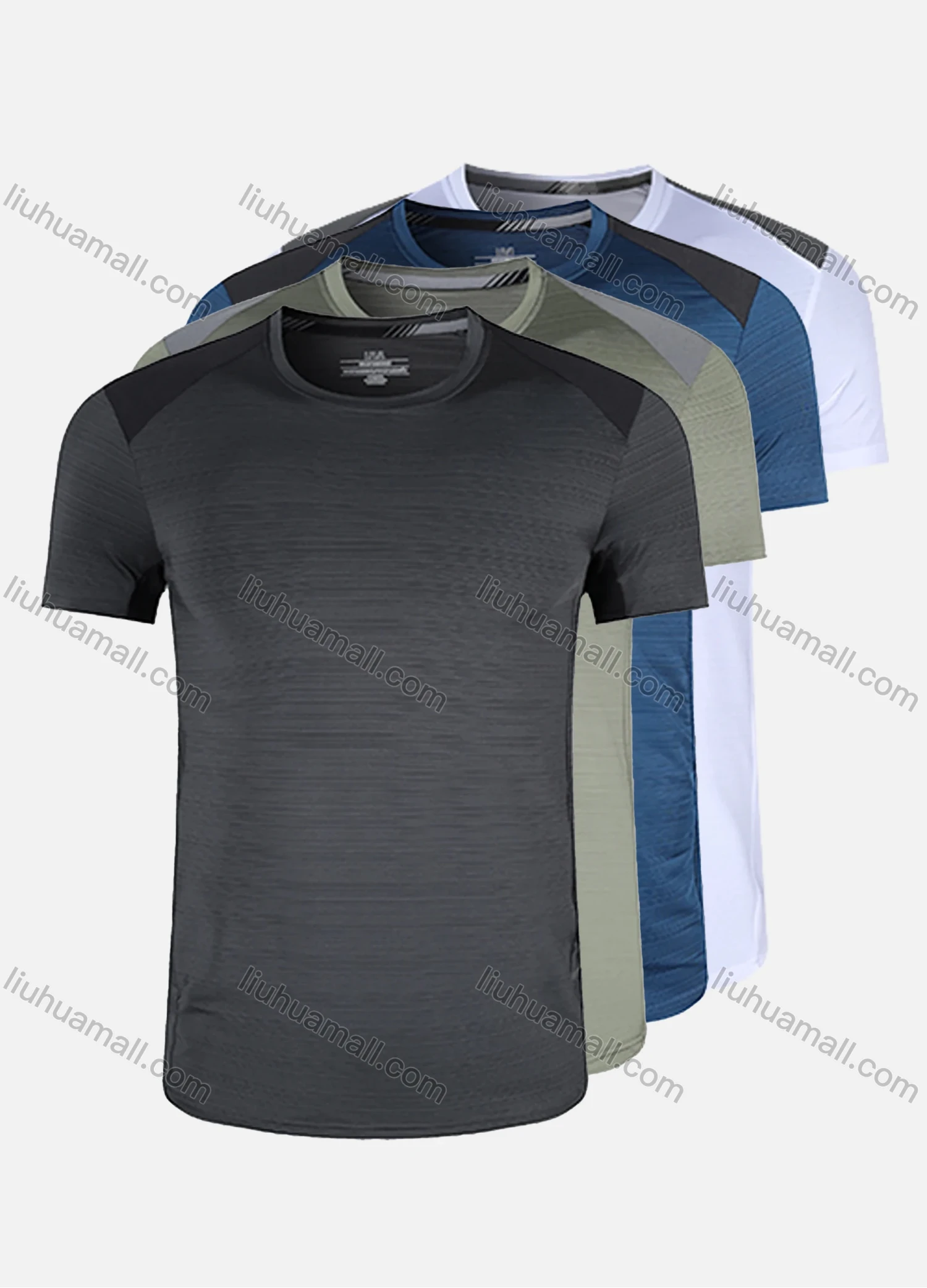 Wholesale Men's 180g Quick Dry Comfy Workout Colorblock Athletic T-Shirt 8323# - Liuhuamall