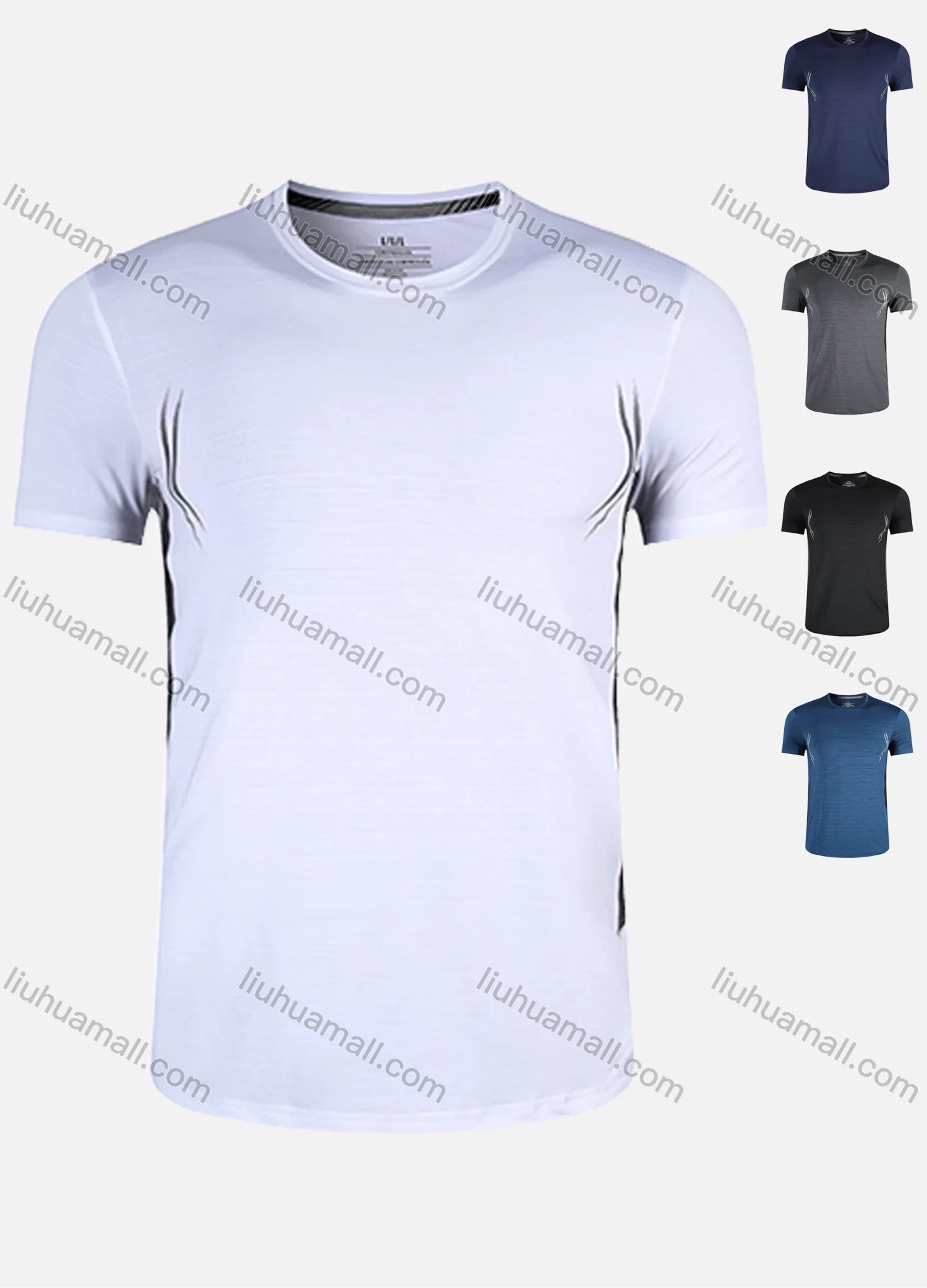 Wholesale Men's 180g Quick Dry Comfy Workout Plain Reflective Stripes Athletic T-Shirt 8325# - Liuhuamall