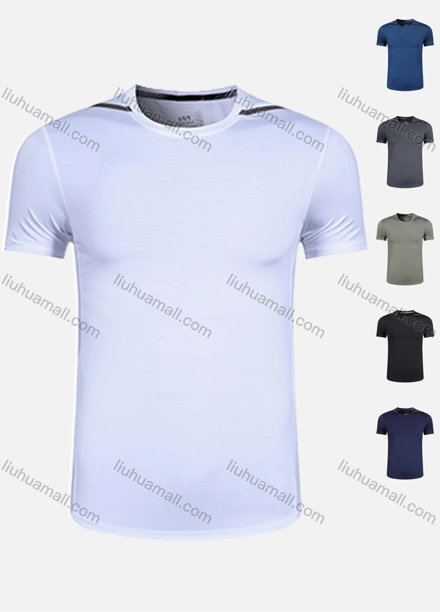 Wholesale Men's 180g Quick Dry Comfy Workout Reflective Stripes Solid Athletic T-Shirt 8329# - Liuhuamall