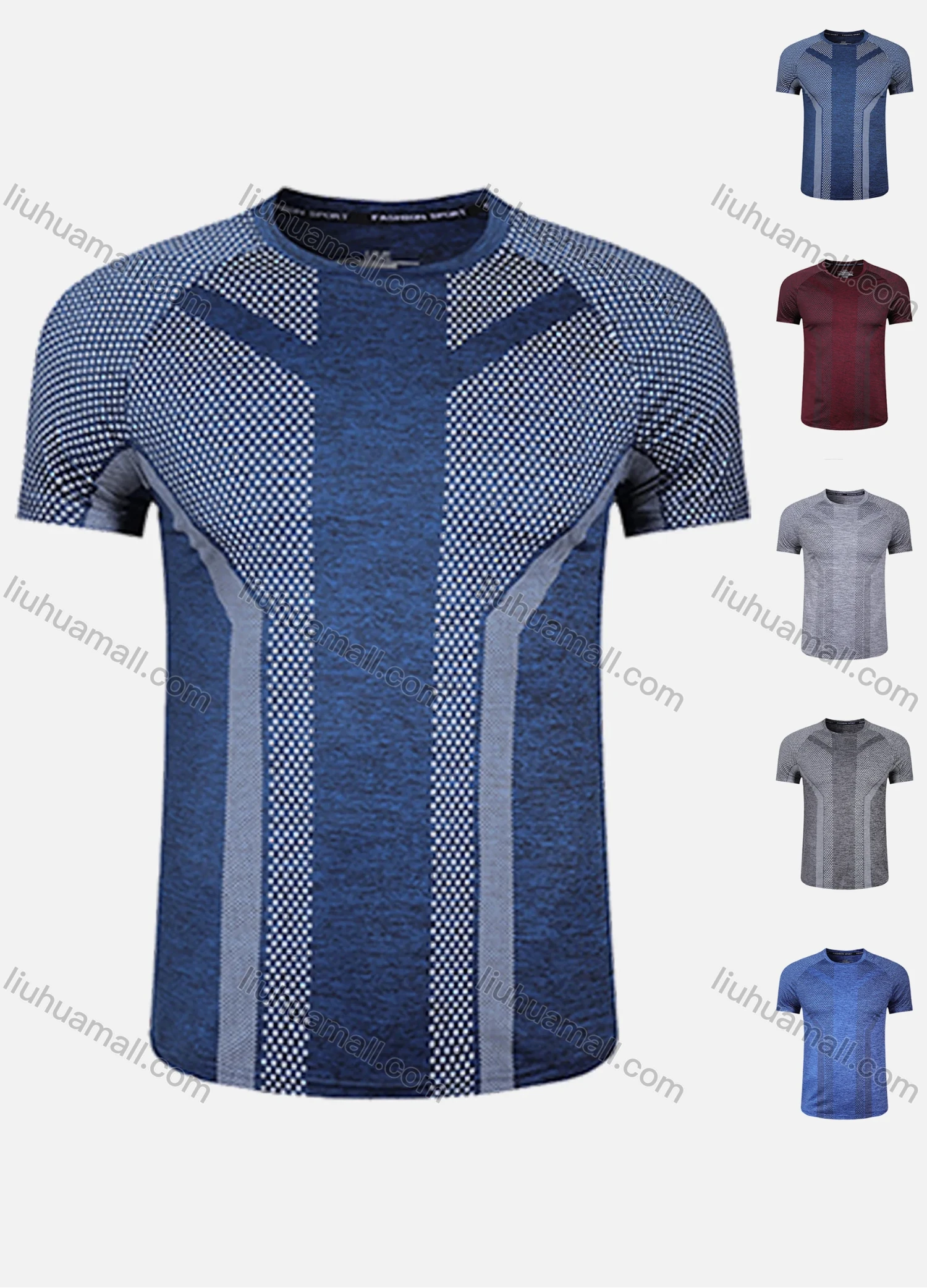 Wholesale Men's 180g Quick Dry Comfy Workout Allover Print Athletic T-Shirt 8806# - Liuhuamall