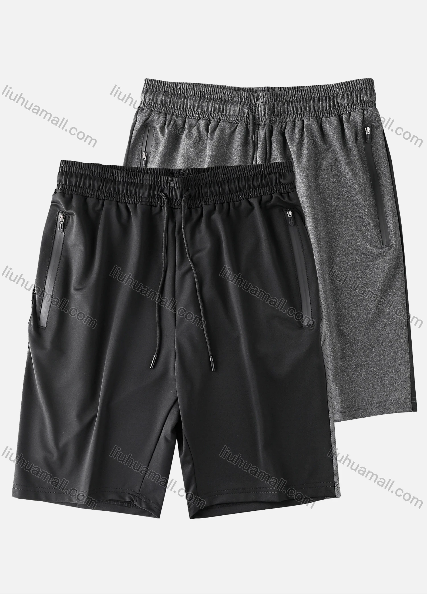 Wholesale Men's Performance Workout Colorblock Athletic Shorts With Zip Pockets A011# - Liuhuamall