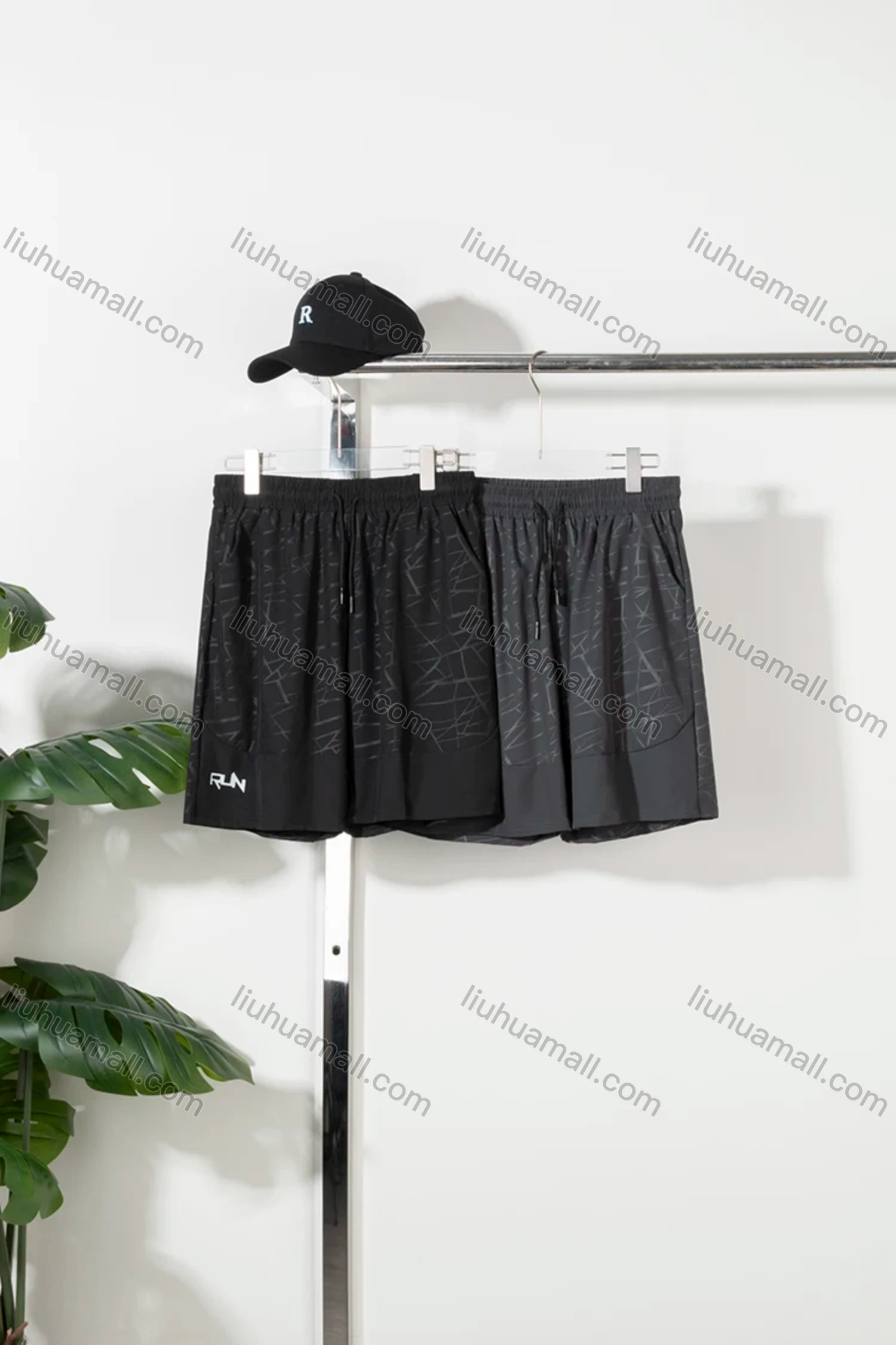 Wholesale Men's Performance Workout Letter Jacquard Solid Athletic Shorts With Zip Pockets - Liuhuamall