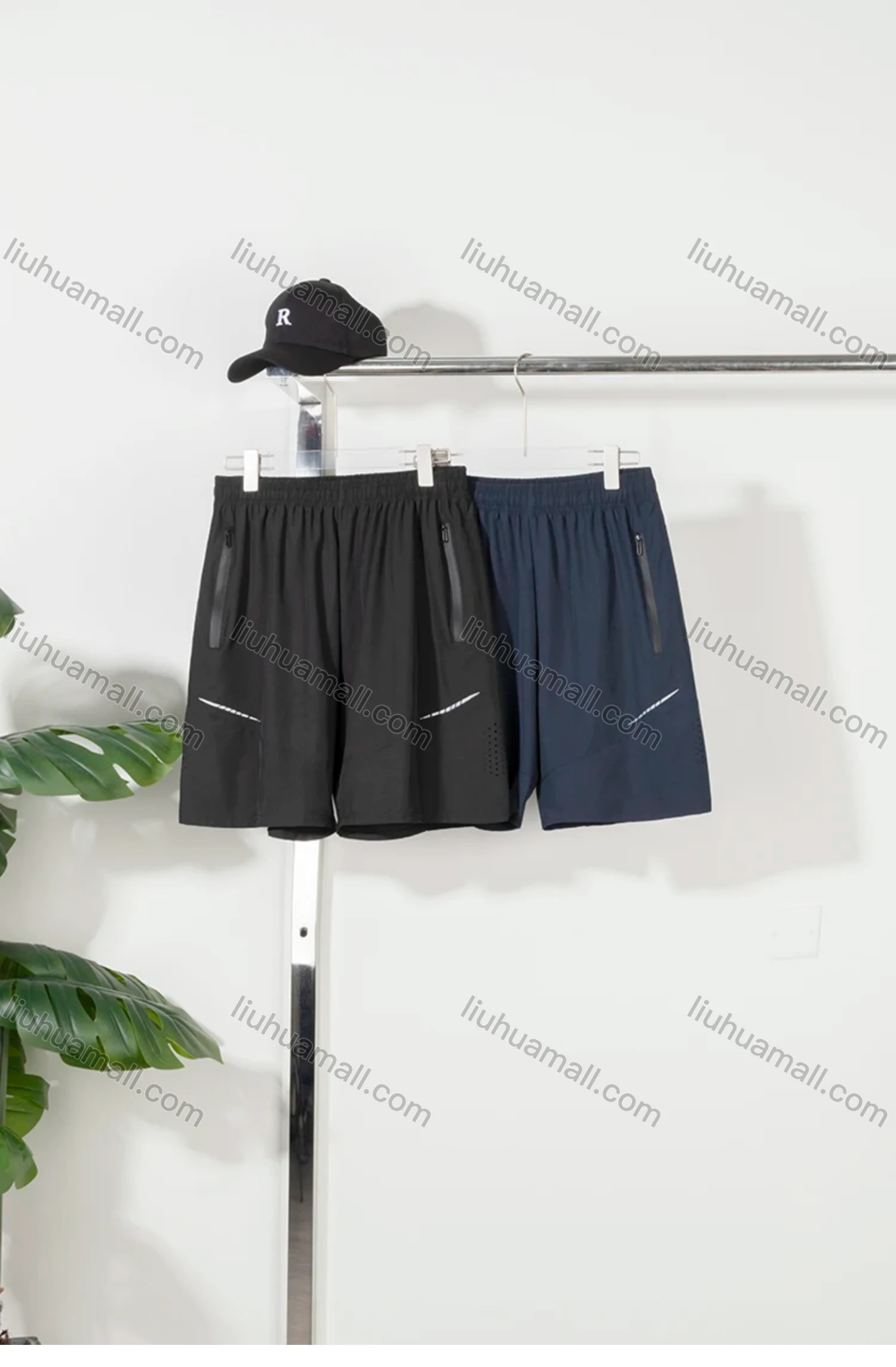 Wholesale Men's Performance Workout Elastic Waist Solid Athletic Shorts With Zip Pockets - Liuhuamall