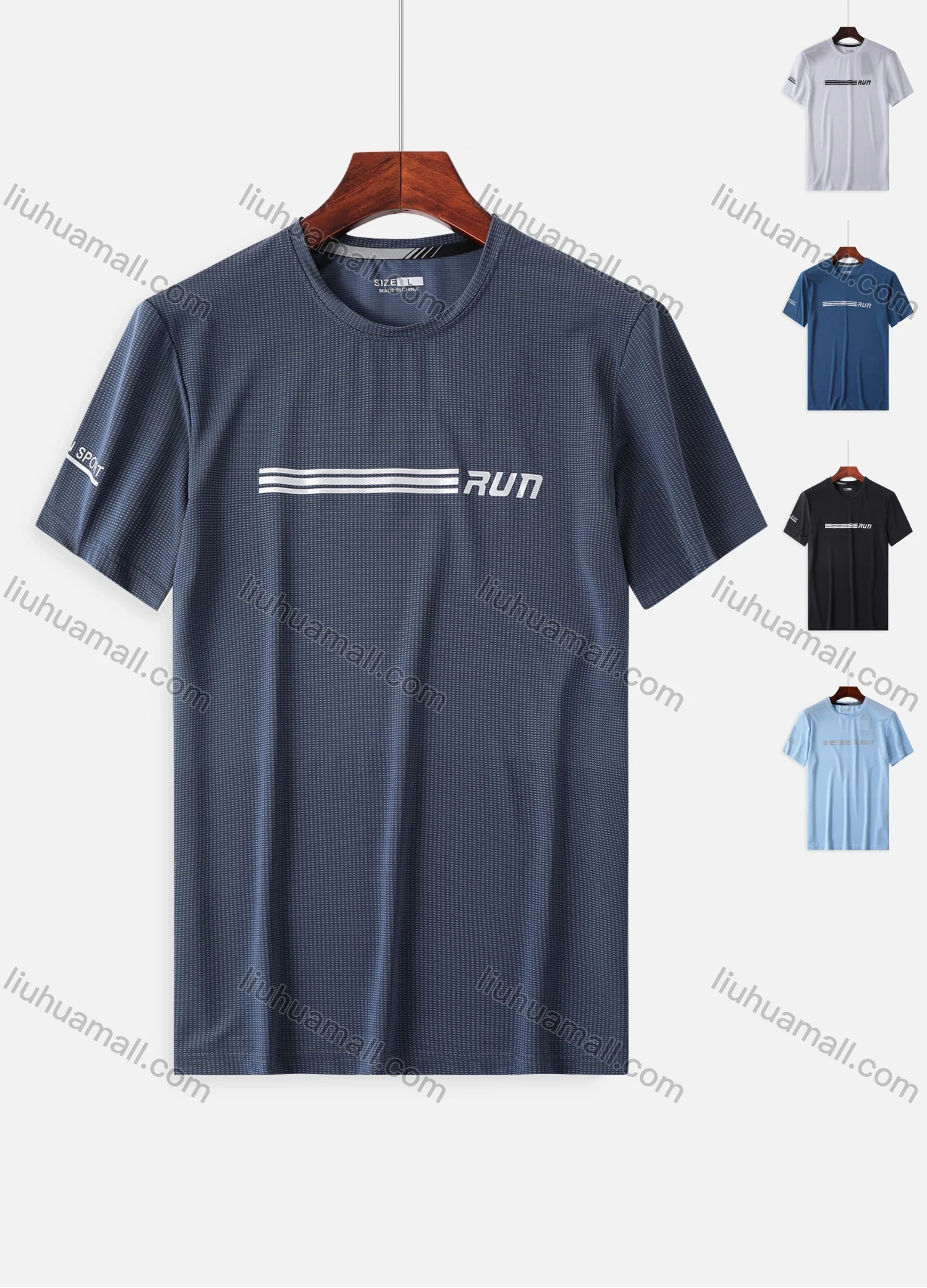 Wholesale Men's Quick Dry Workout Running Reflective Stripes Letter Jacquard Athletic T-Shirt 6621# - Liuhuamall