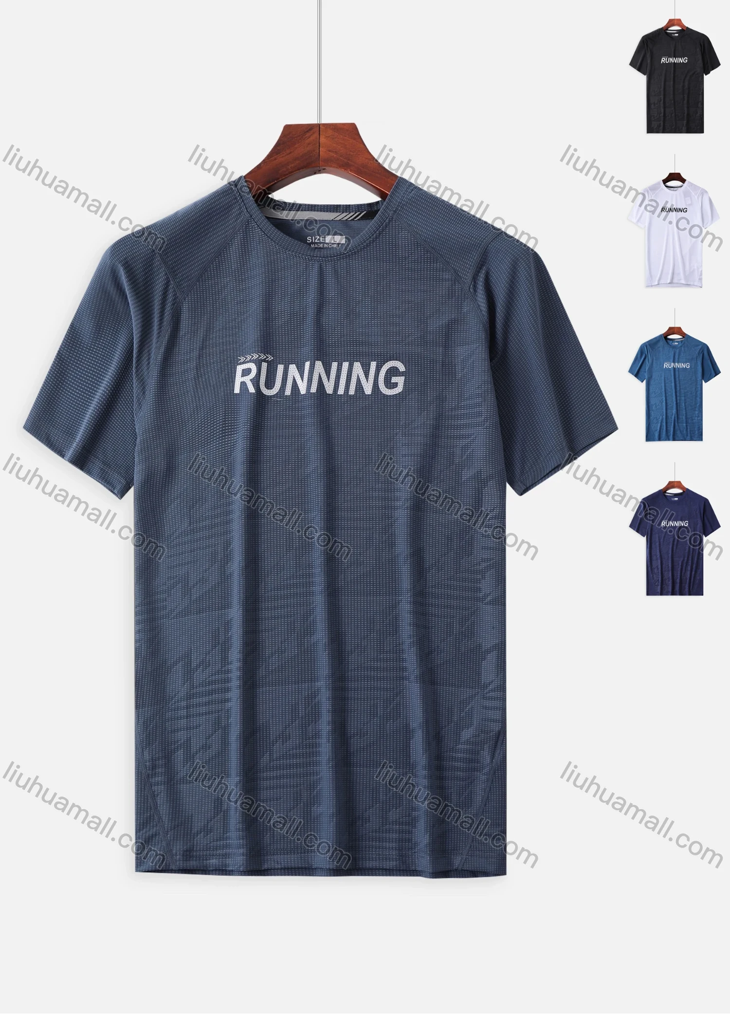 Wholesale Men's Quick Dry Workout Running Slogan Letter Jacquard Athletic T-Shirt 6622# - Liuhuamall