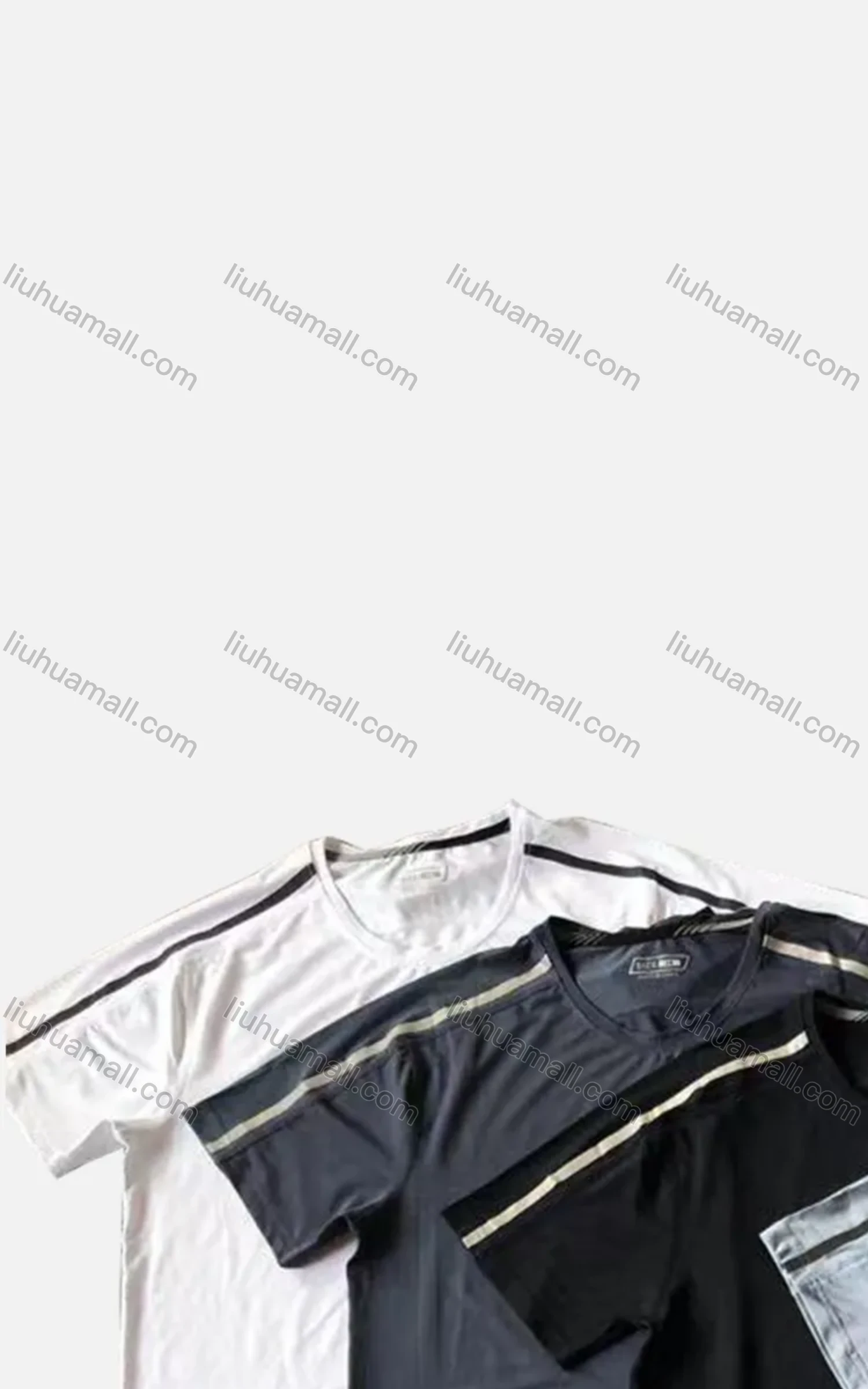 Wholesale Men's Quick Dry Workout Running Striped Trim Solid Athletic T-Shirt - Liuhuamall