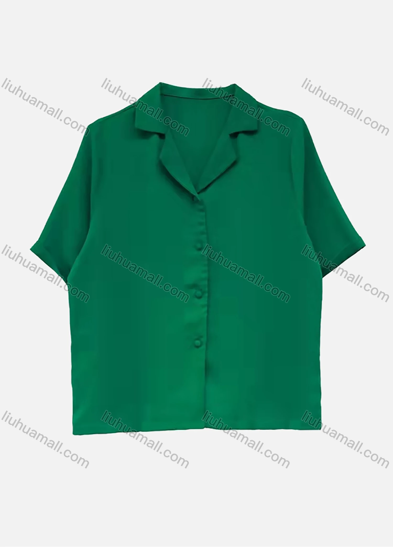 Wholesale Women's Lapel Half Sleeve Button Down Plain Casual Blouse AY130# - Liuhuamall