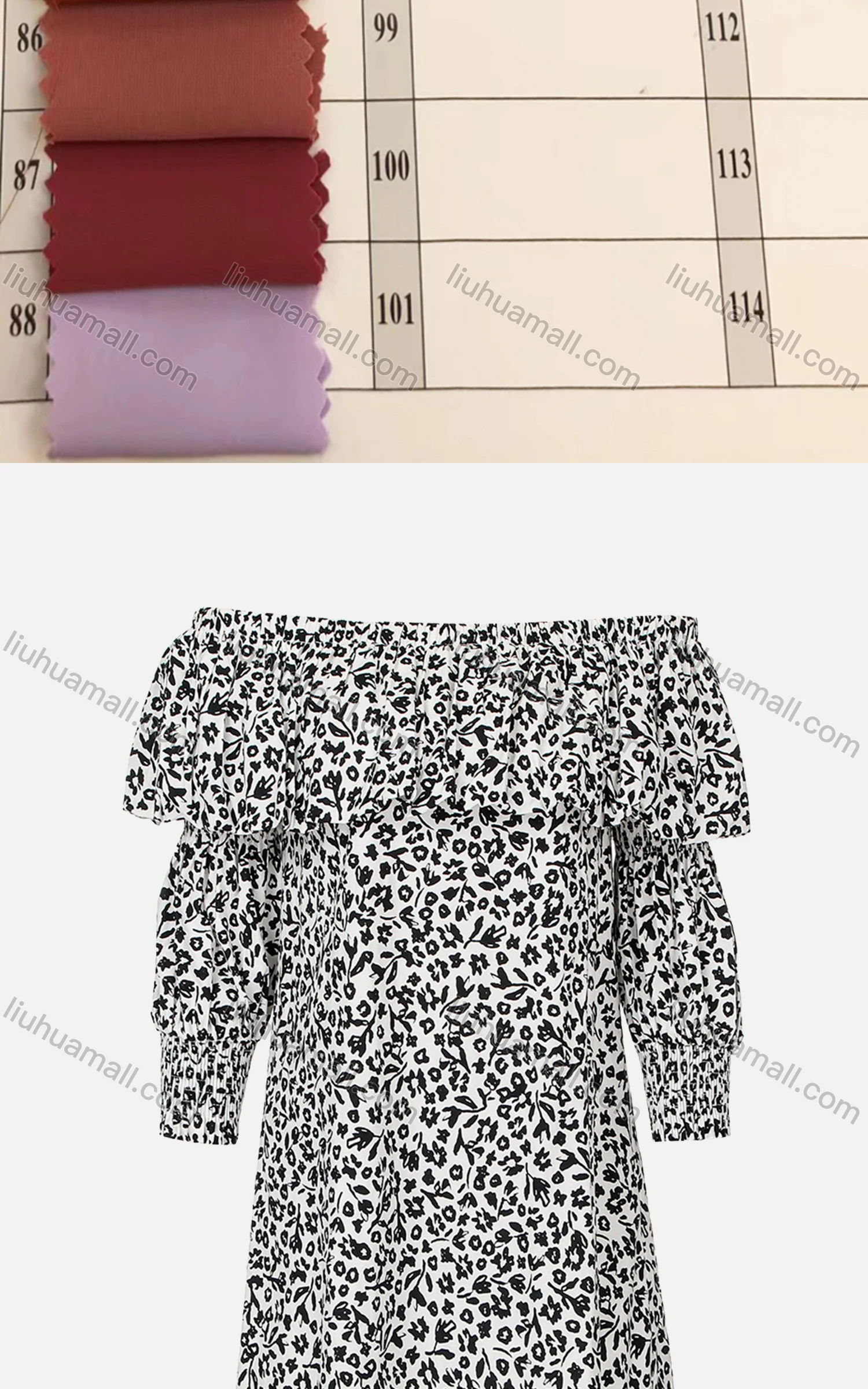 Wholesale Women's Casual Off Shoulder 3/4 Sleeve Layered Floral Print Dress 347676# - Liuhuamall