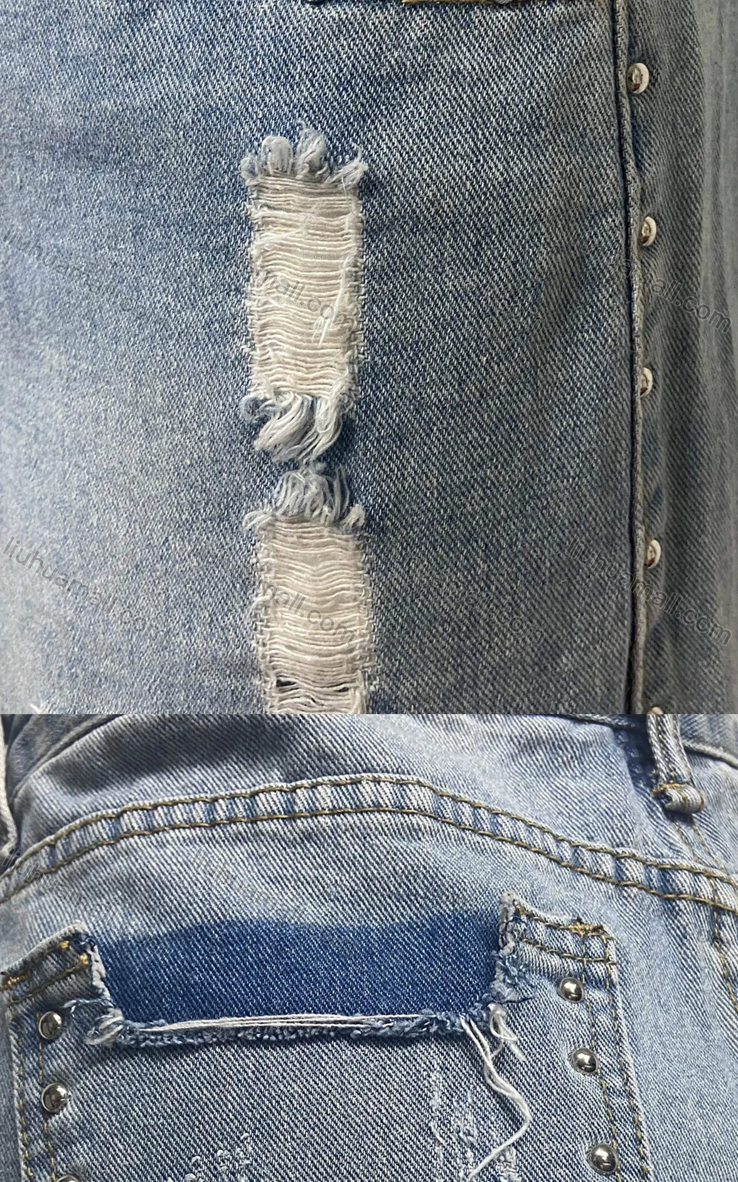 Wholesale Women's Fashion Plain Wash Distressed Ripped Frayed Raw Hem Pockets Denim Shorts 3297# - Liuhuamall