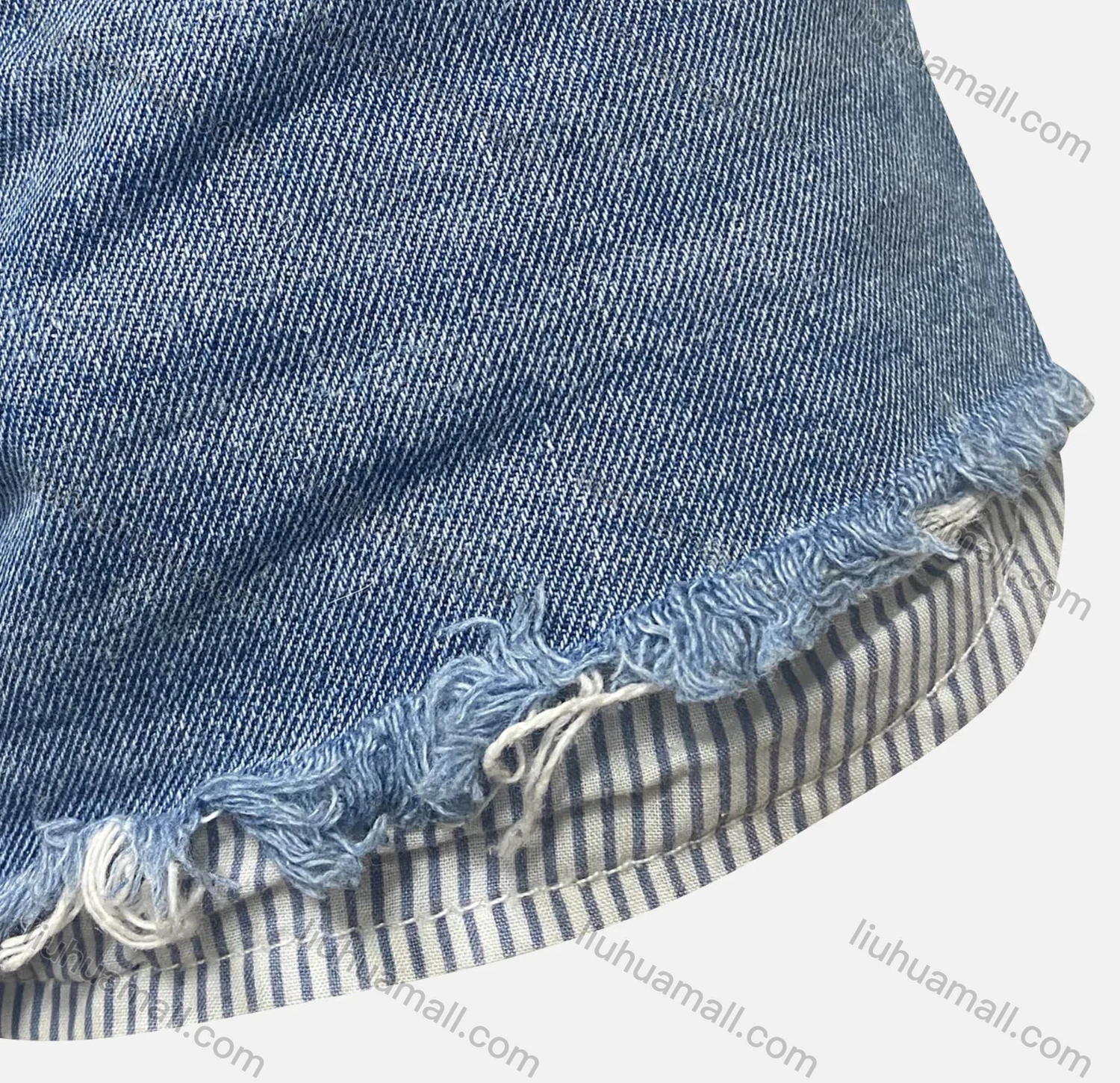 Wholesale Women's Fashion Plain Wash Distressed Frayed Raw Hem Pockets Denim Shorts 3298# - Liuhuamall