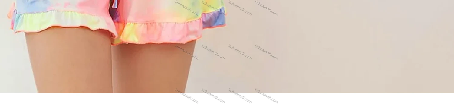 Wholesale Women's Lounge Split Hem Tie Dye Tank Tops & Ruffle Hem Pocket Shorts Pajamas 2 Piece Sets 240385# - Liuhuamall
