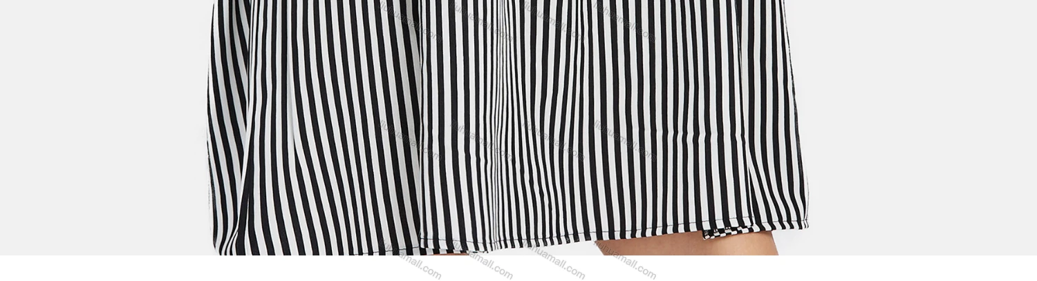 Wholesale Women's Loose Fit Keyhole Neck Flounce Sleeve Stripe Print Short Dress 8635# - Liuhuamall