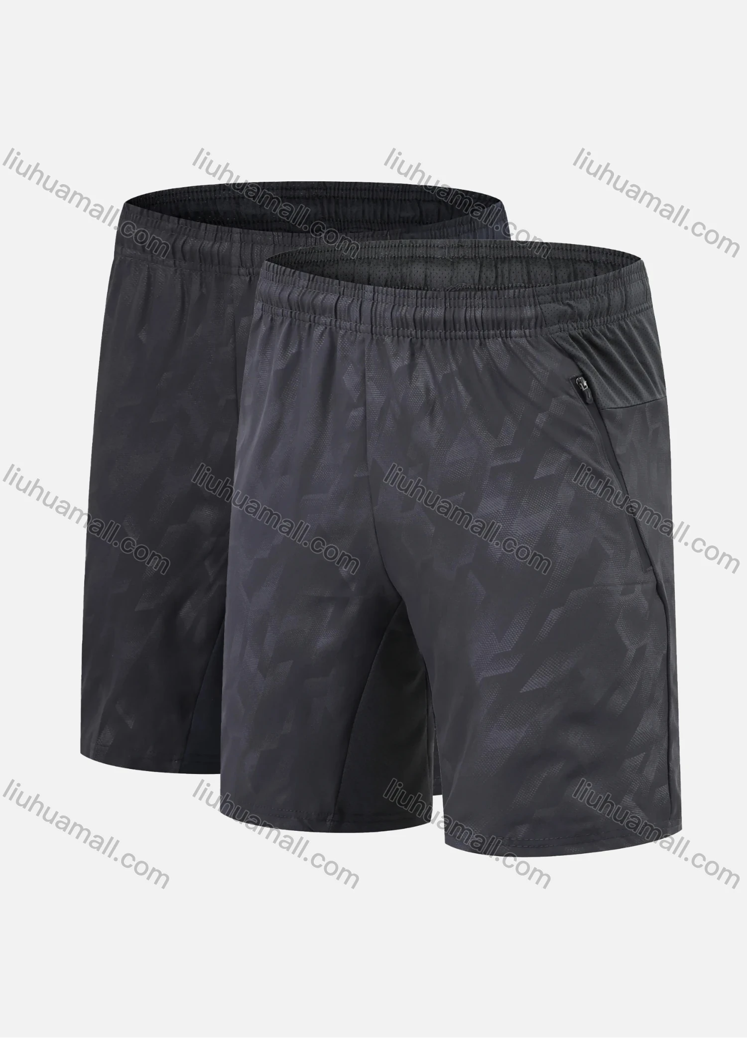 Wholesale Men's Performance Workout Splicing Color Athletic Shorts With Zip Pockets A009# - Liuhuamall