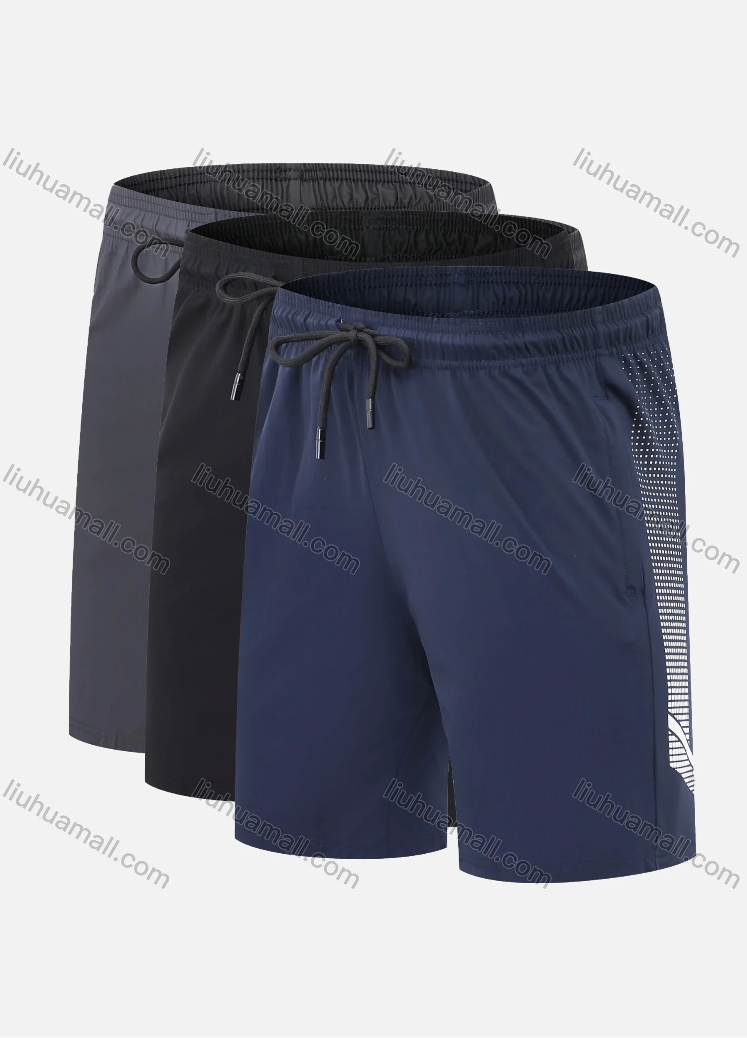 Wholesale Men's Performance Workout Athletic Drawstring Shorts With Zip Pockets A061# - Liuhuamall