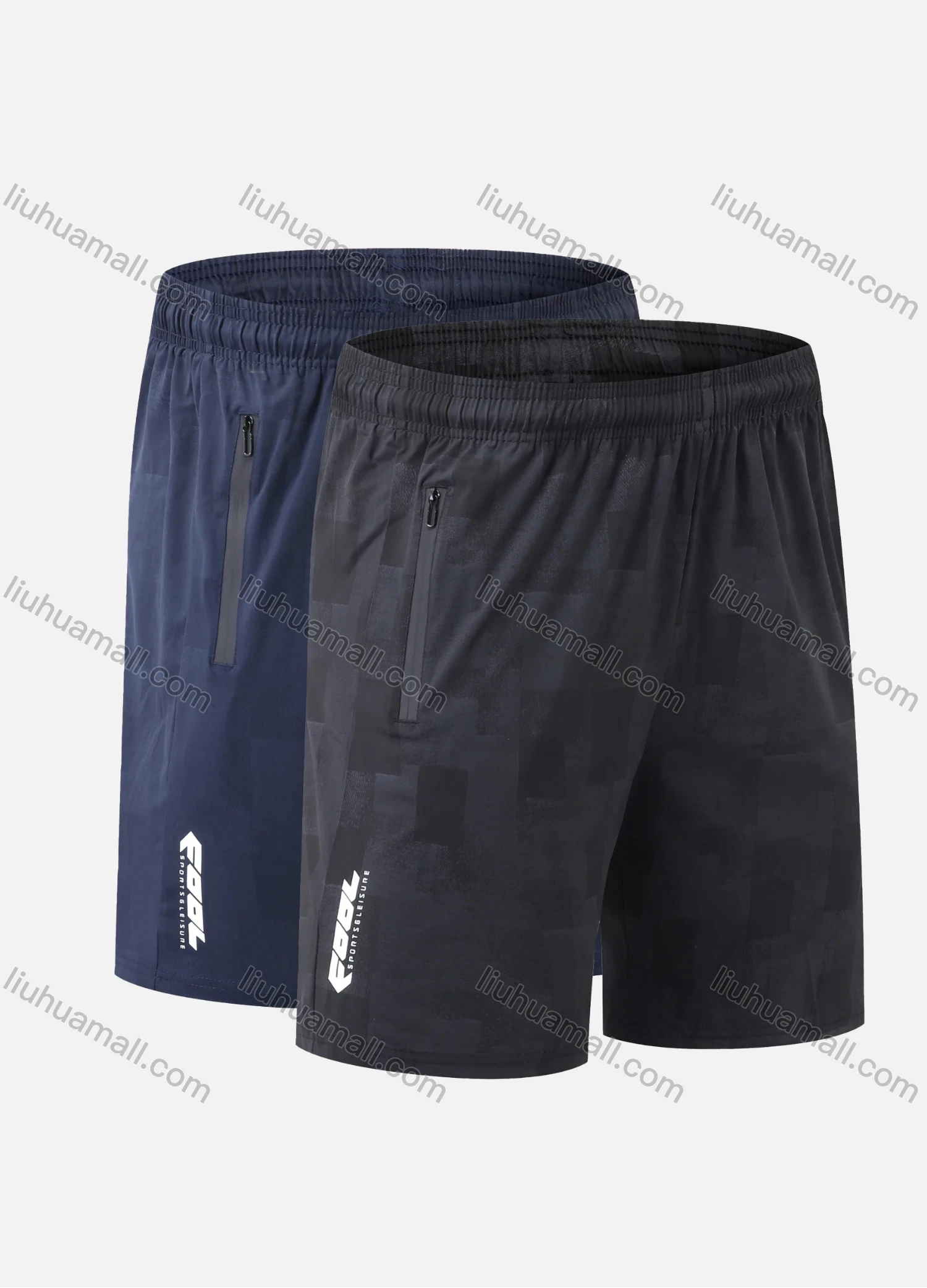 Wholesale Men's Performance Workout Letter Athletic Shorts With Zip Pockets A081# - Liuhuamall