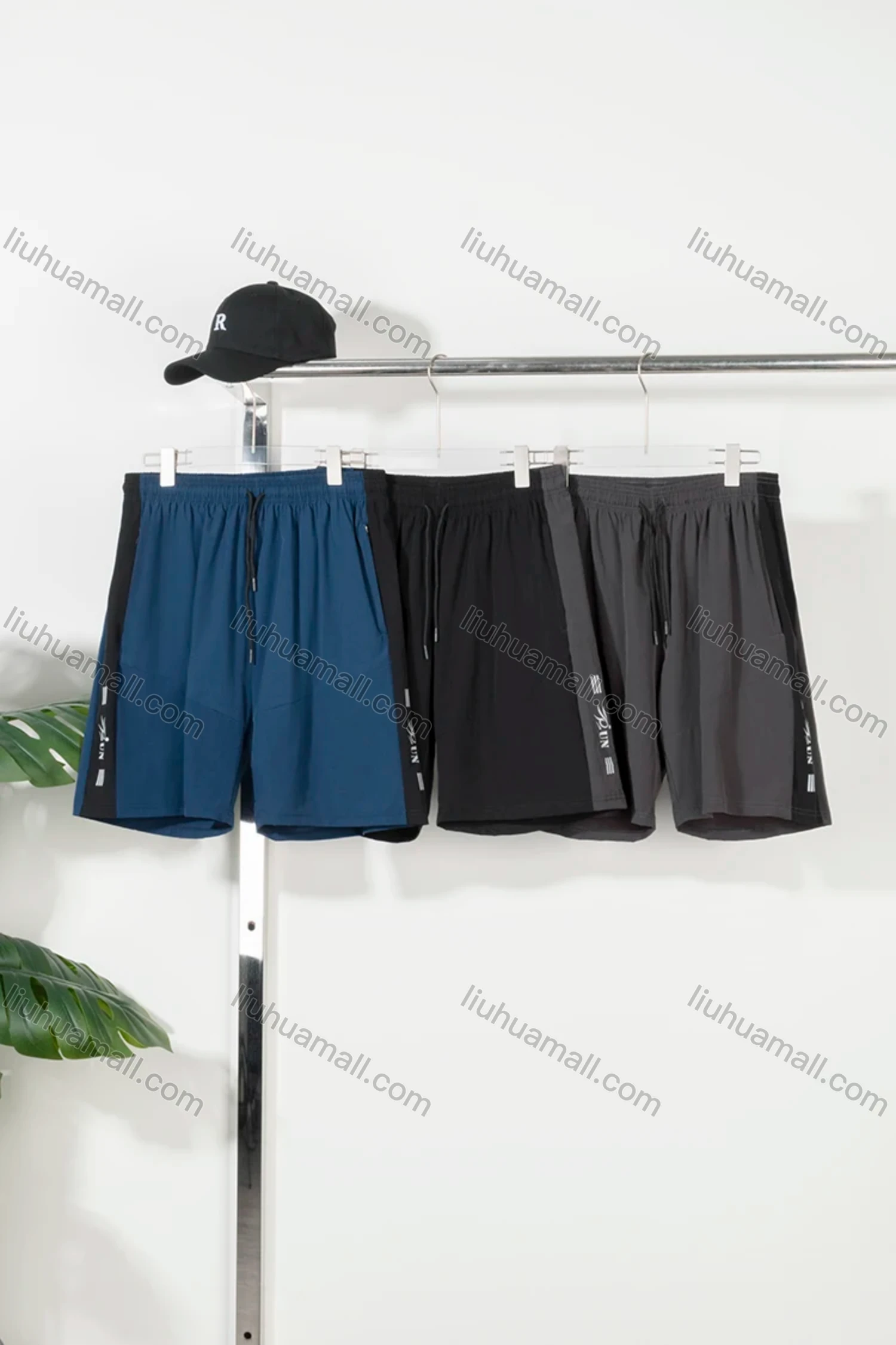 Wholesale Men's Performance Workout Colorblock Slogan Athletic Shorts With Zip Pockets - Liuhuamall