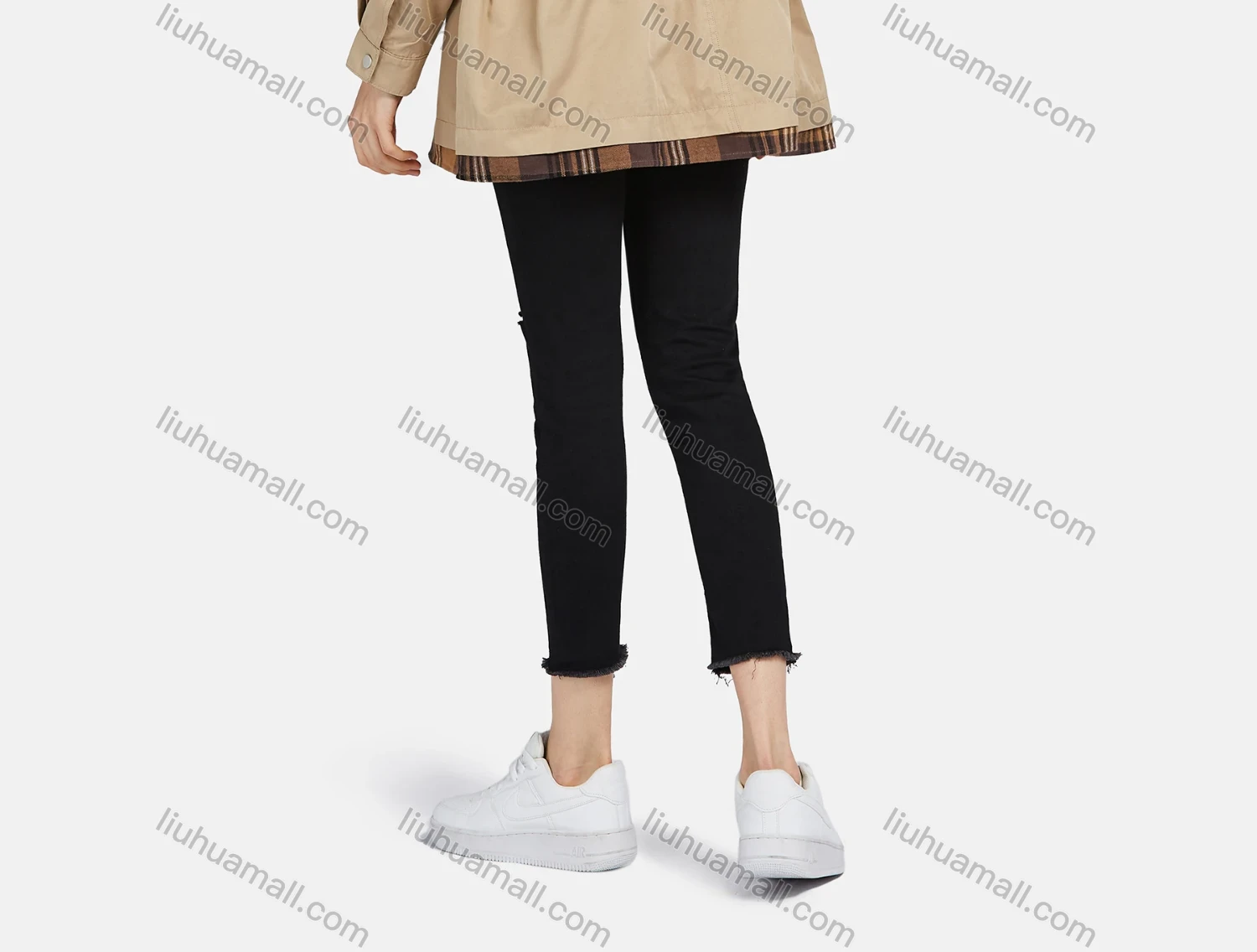 Wholesale Women's Long Sleeve Flap Pockets Drawstring Buttons Zip Up Plain Jacket - Liuhuamall