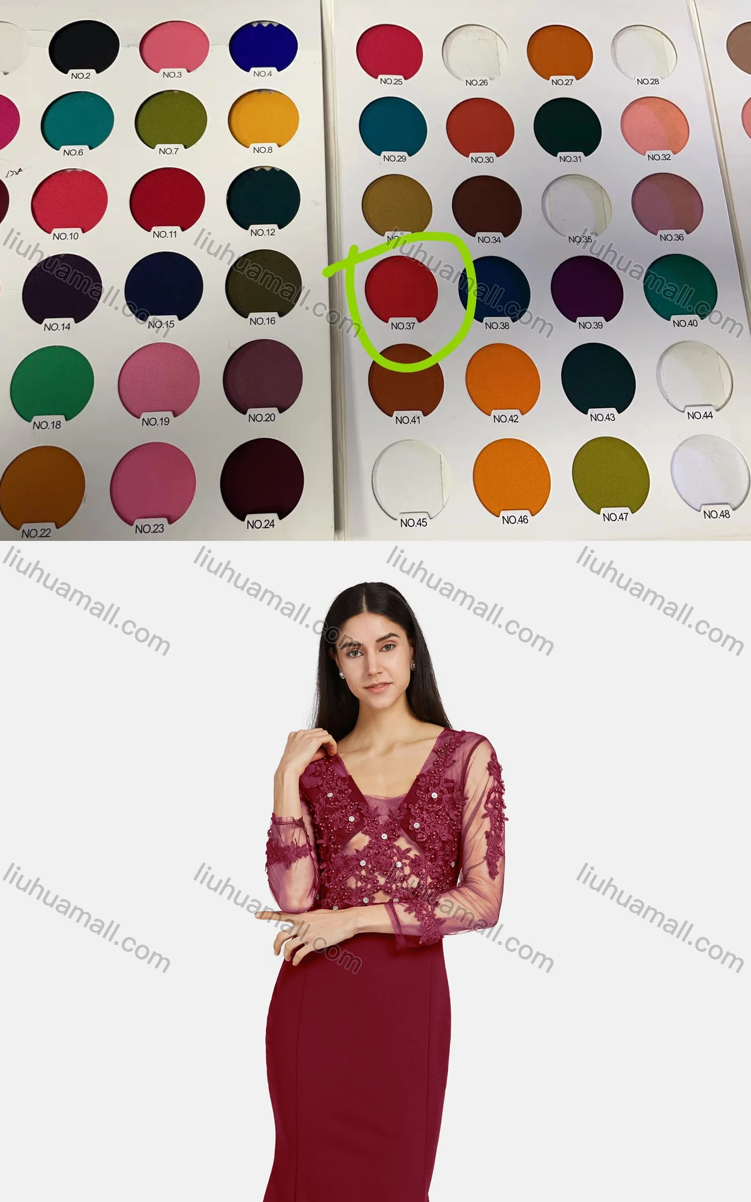 Wholesale Women's Elegant Long Sleeve Sheer Mesh Embroidery Mermaid Hem Ballgown - Liuhuamall