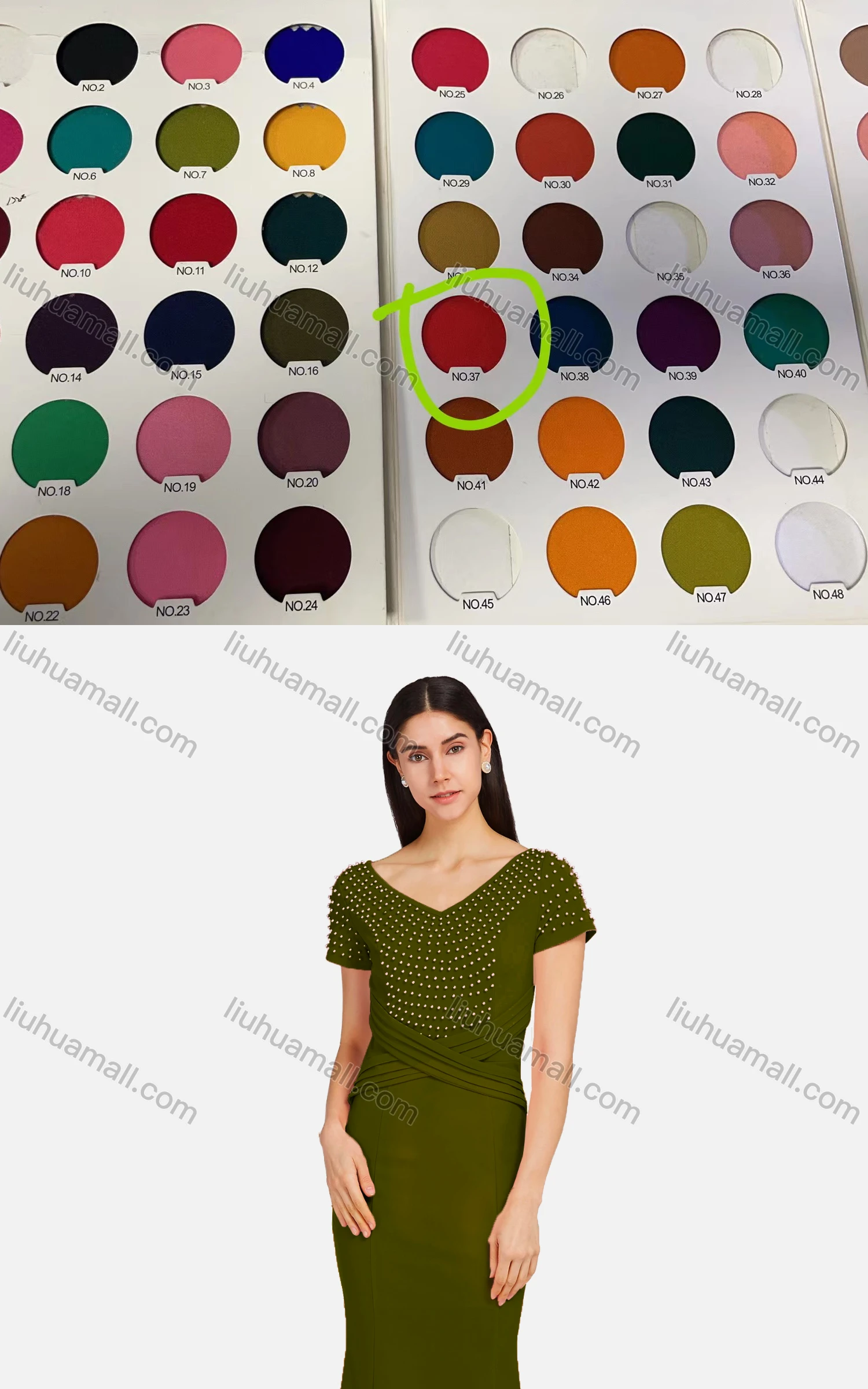 Wholesale Women's Elegant V Neck Short Sleeve Wrap Front Pearl Decor Mermaid Hem Ballgown - Liuhuamall