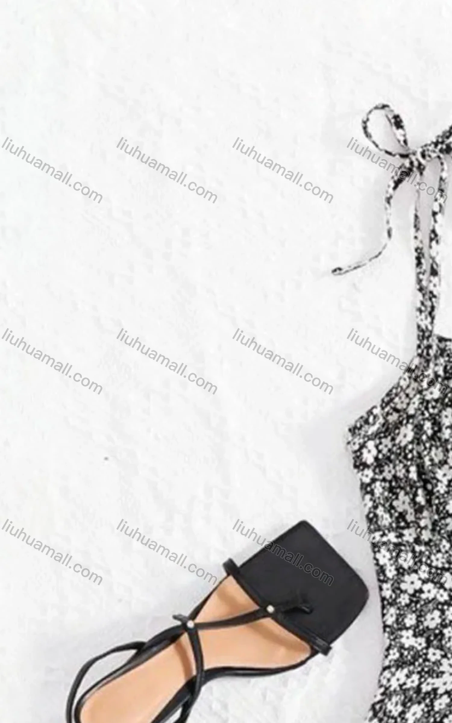 Wholesale Women's Bowknot Spaghetti Strap Lace Up Allover Print Cami Dress - Liuhuamall