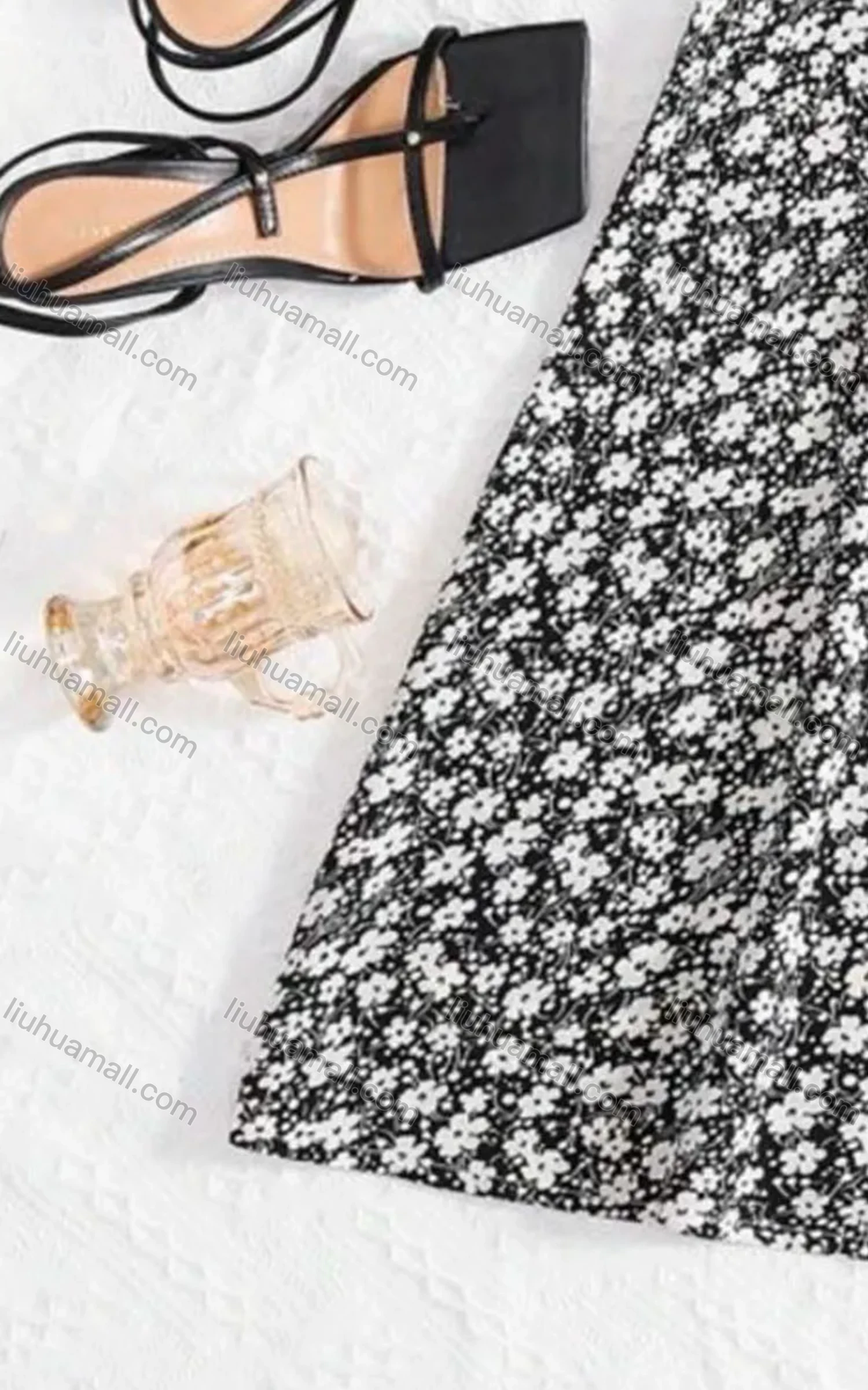 Wholesale Women's Bowknot Spaghetti Strap Lace Up Allover Print Cami Dress - Liuhuamall