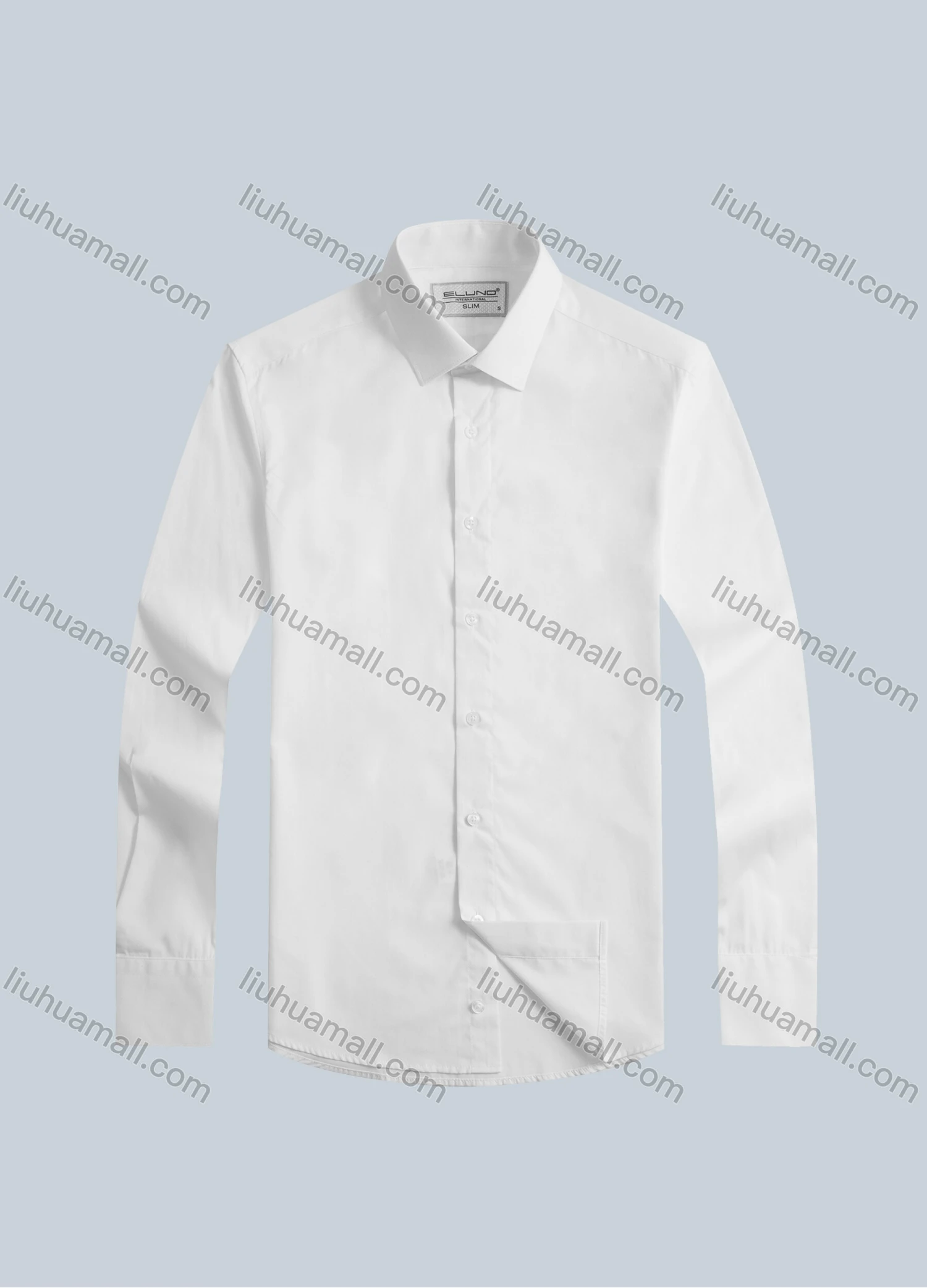 Wholesale Men's Stand Collar Long Sleeve Button Down Plain Formal Shirt - Liuhuamall