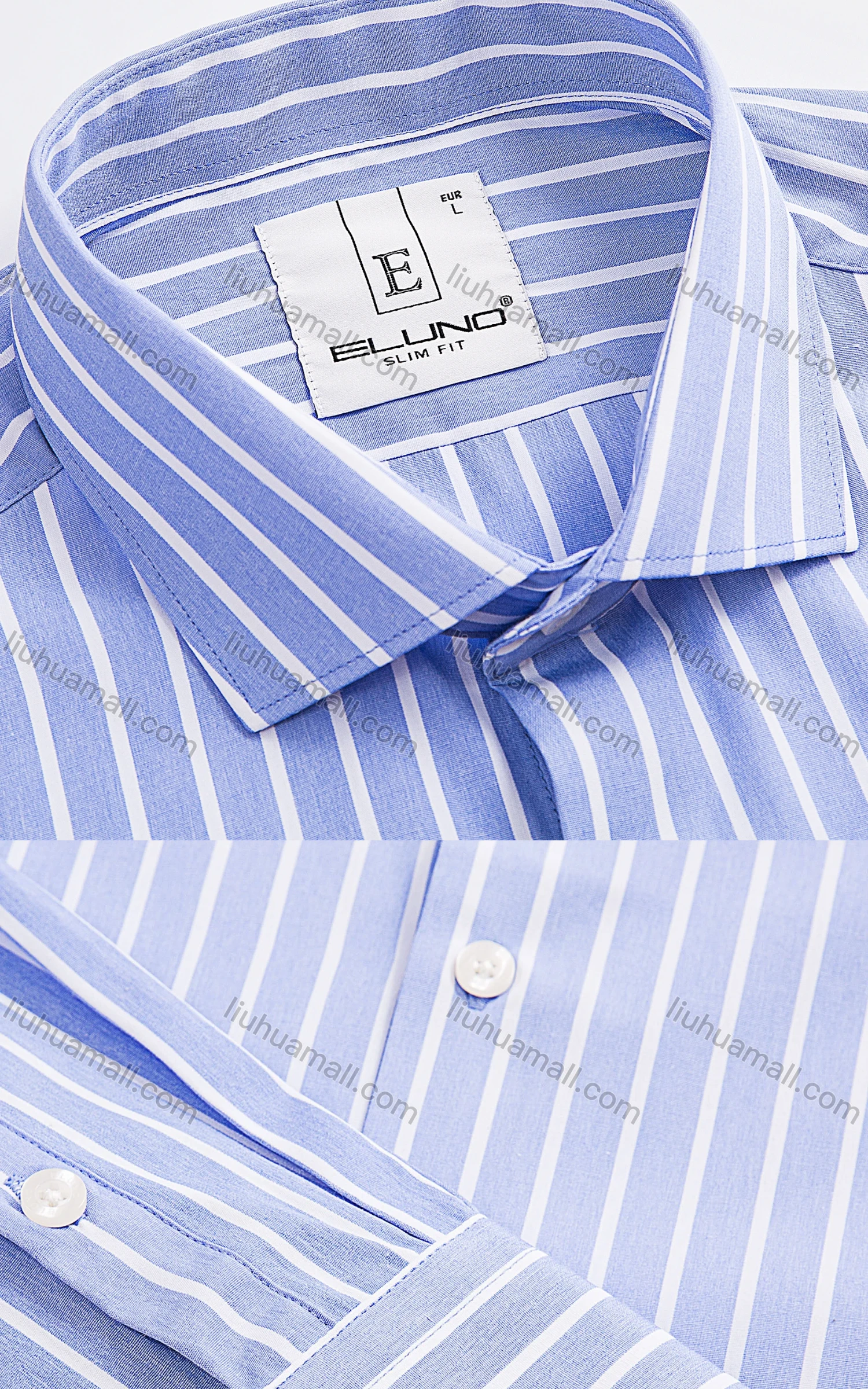 Wholesale Men's Formal Collared Long Sleeve Button Down Striped Dress Shirts - Liuhuamall