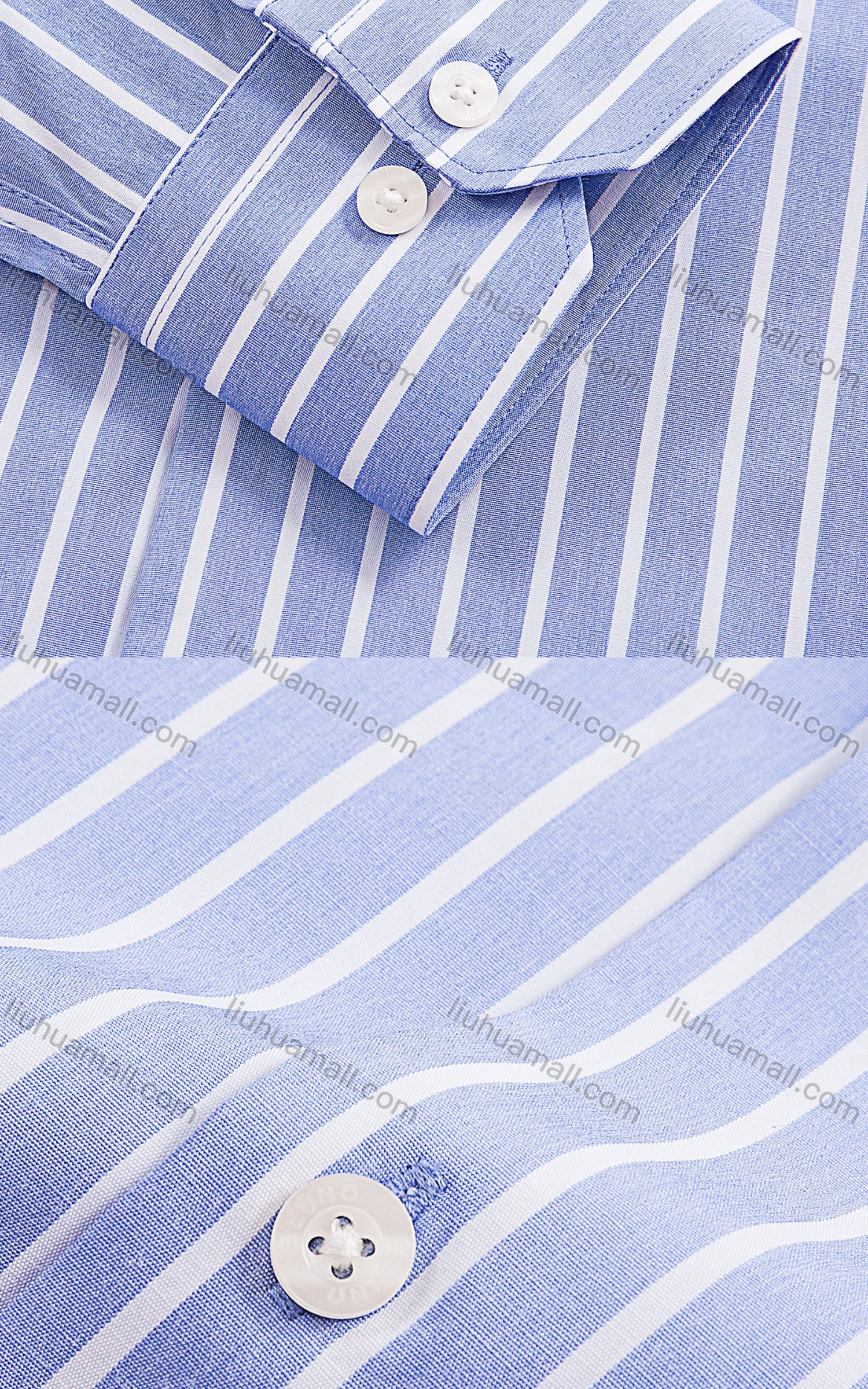 Wholesale Men's Formal Collared Long Sleeve Button Down Striped Dress Shirts - Liuhuamall