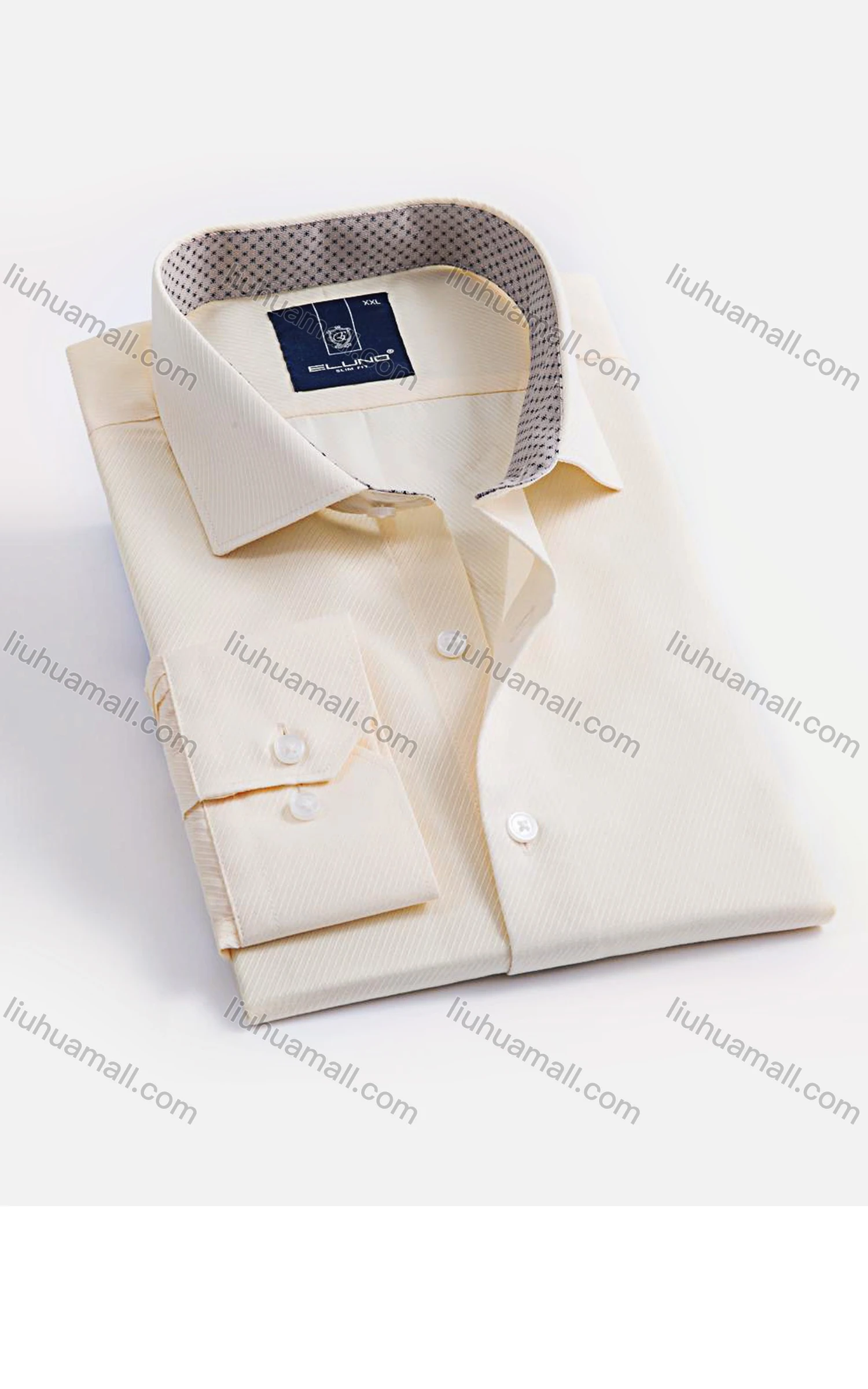 Wholesale Men's Formal Collared Long Sleeve Button Down Plain Texture Shirt - Liuhuamall