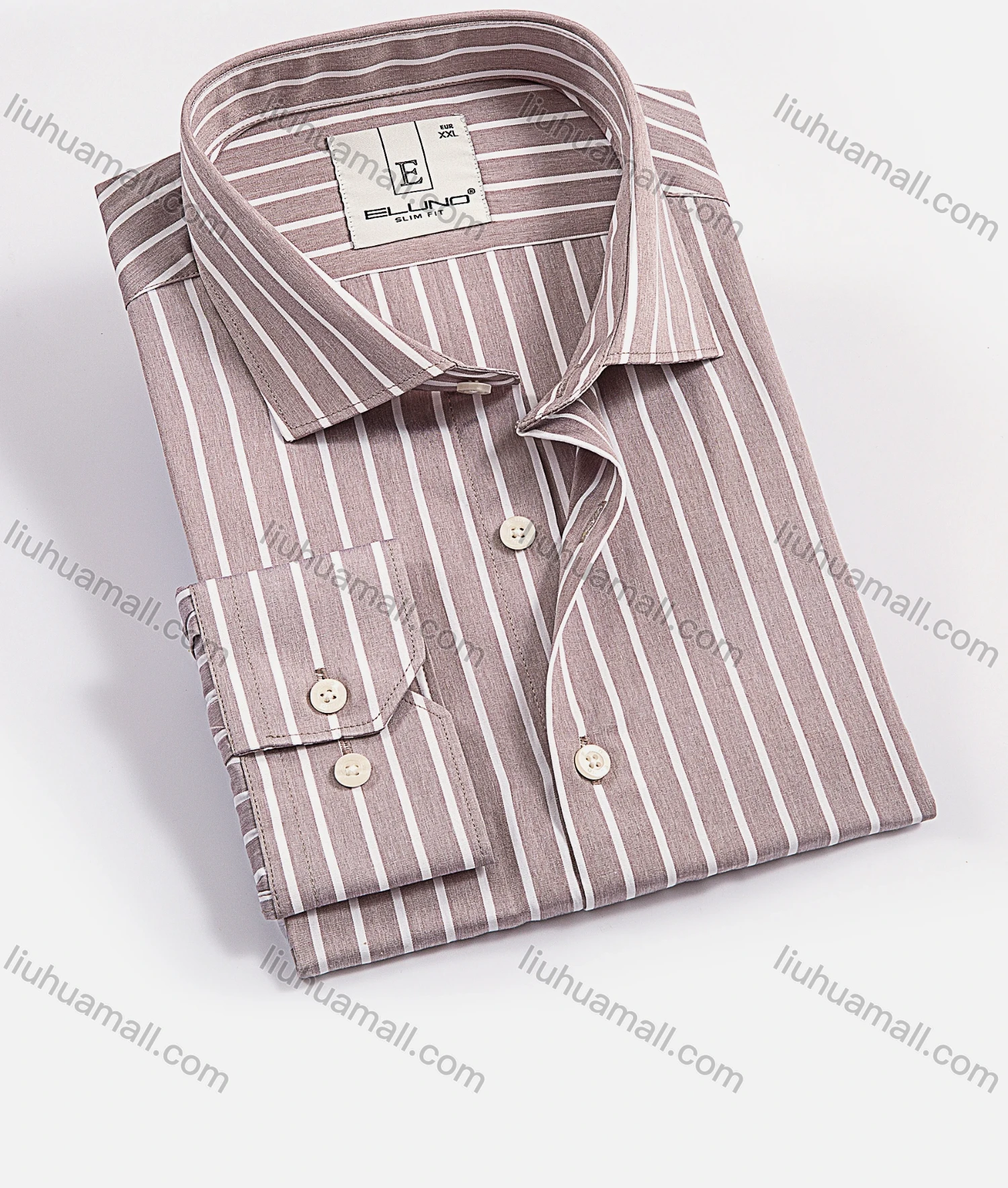 Wholesale Men's Casual Collared Long Sleeve Button Down Striped Shirts - Liuhuamall